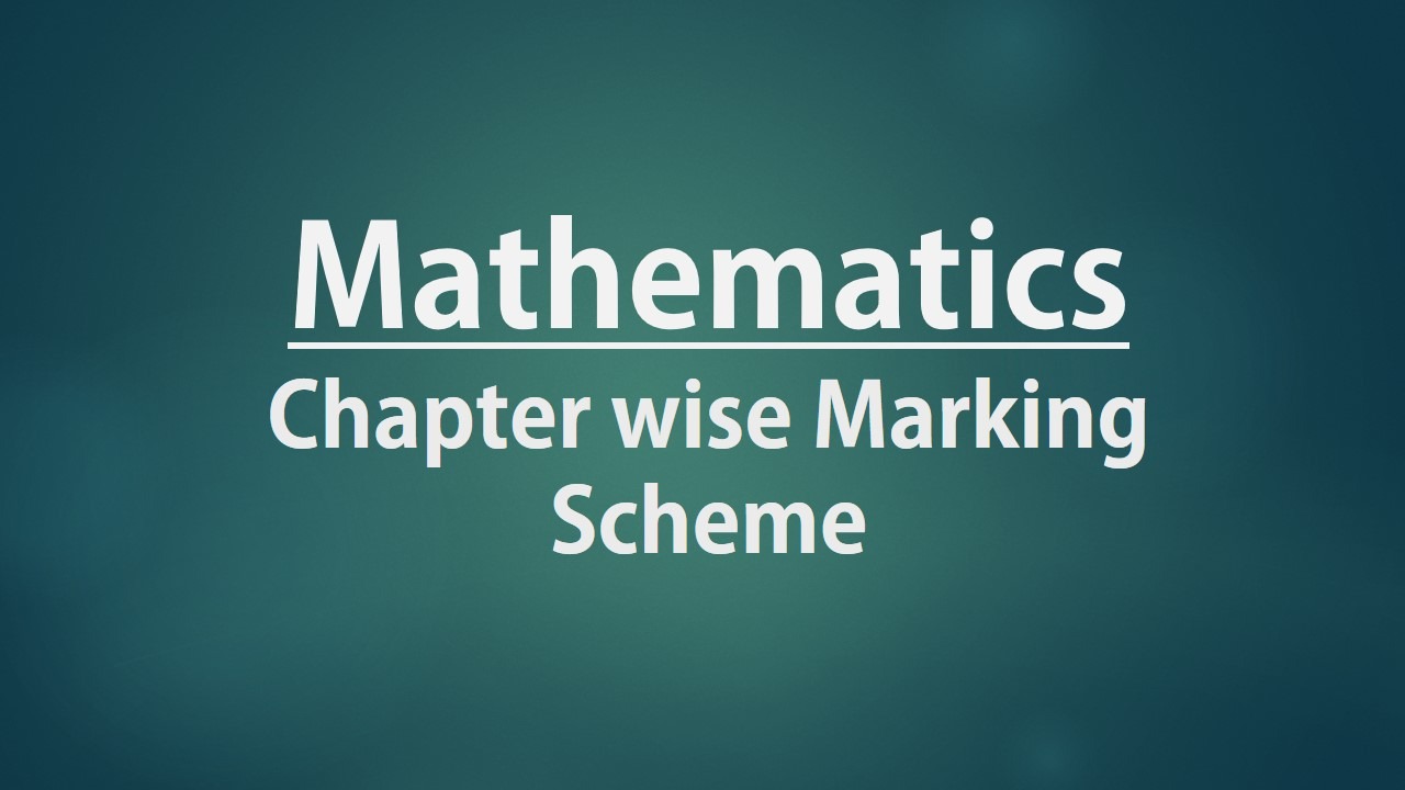 CBSE Class 12 Math Chapter Wise Marking Scheme