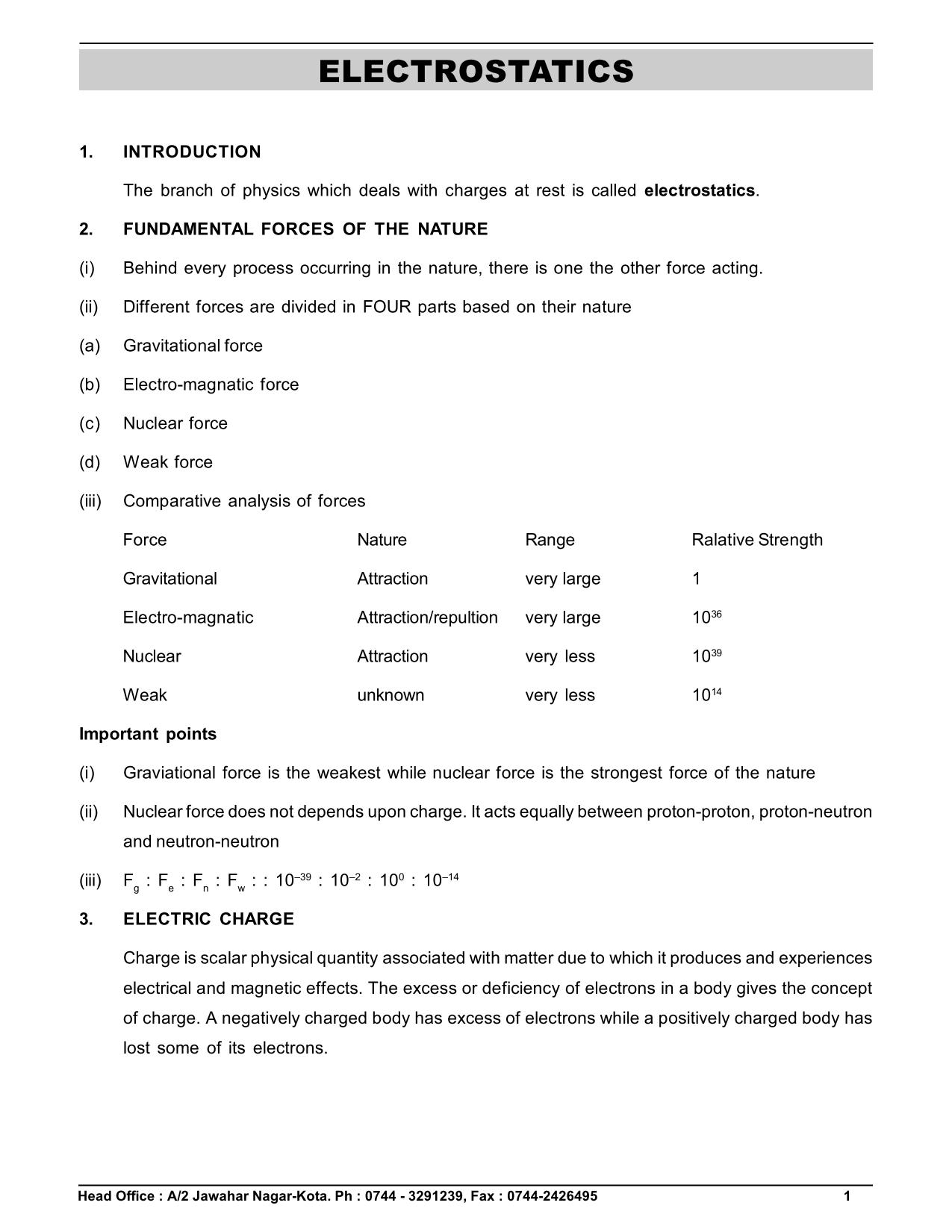 Electrostatics Class 12 Notes – IIT JEE | NEET 
