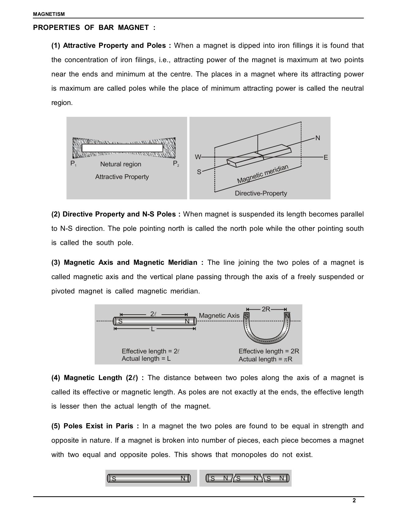 Properties of Bar Magnet class 12