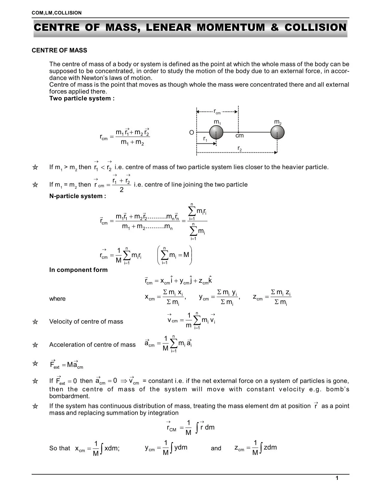 Center of mass class 11