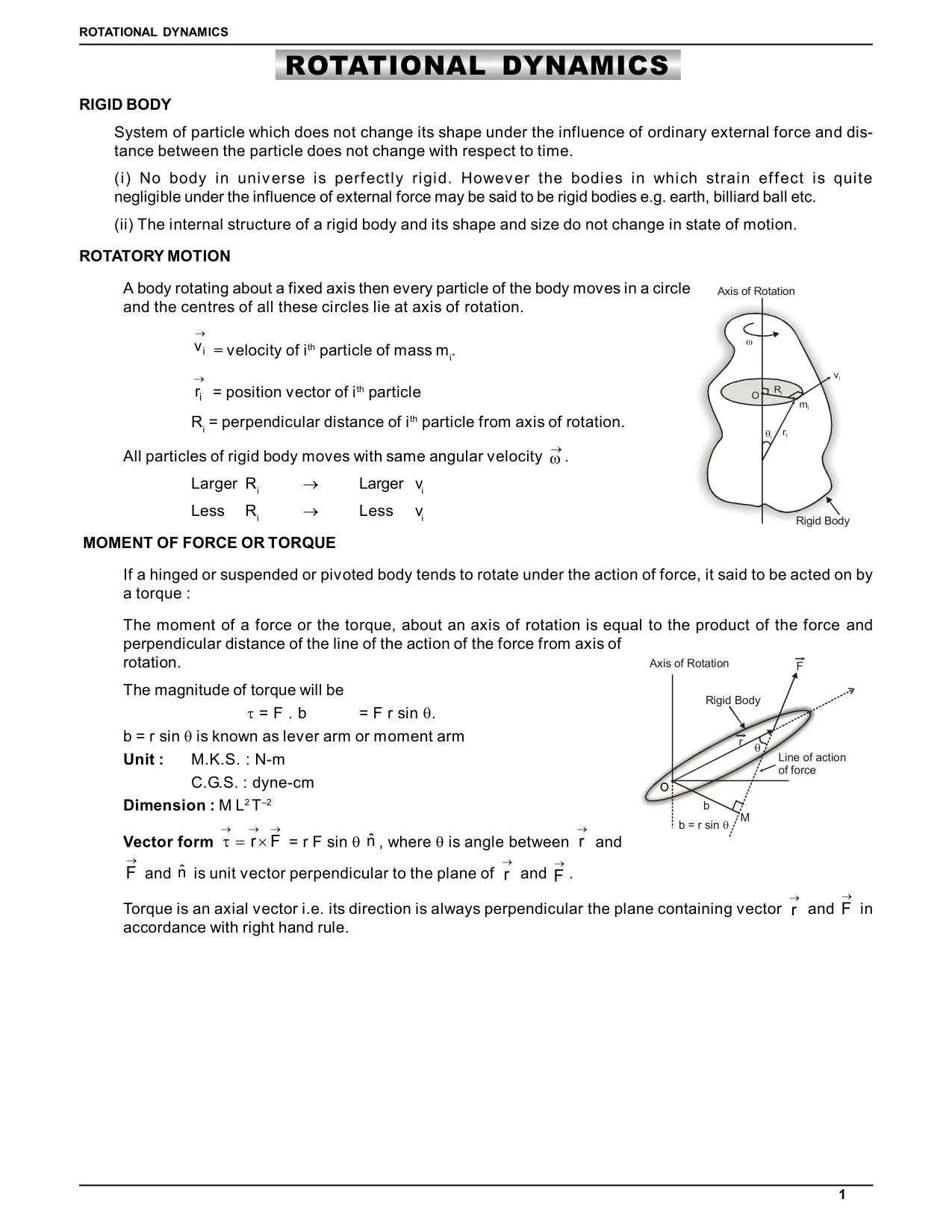 System of Particles and Rotational Motion Class 11