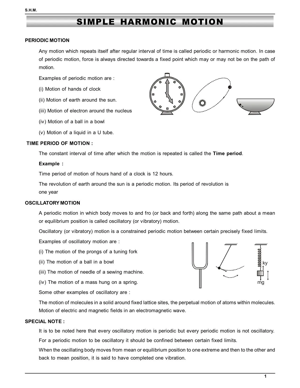 simple harmonic motion notes