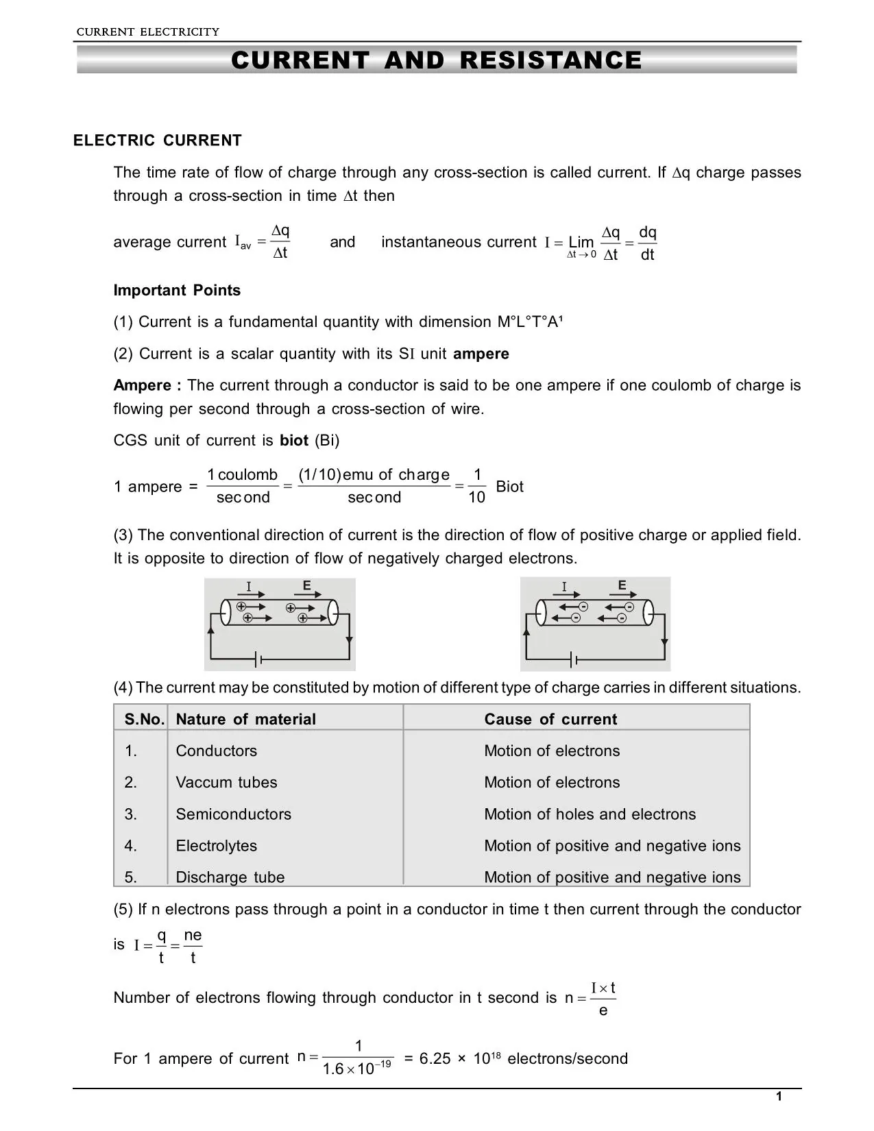 Current Electricity Class 12 Notes