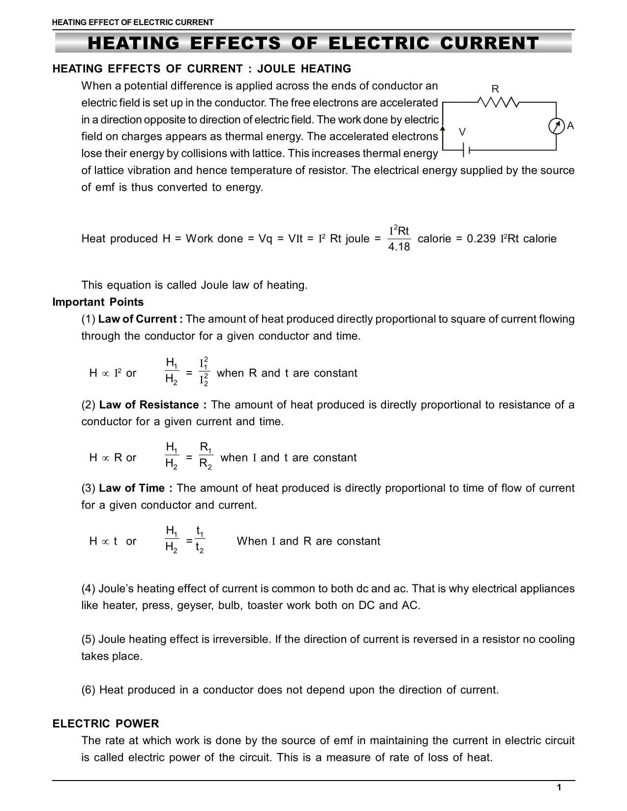 Heating Effect of Electric Current