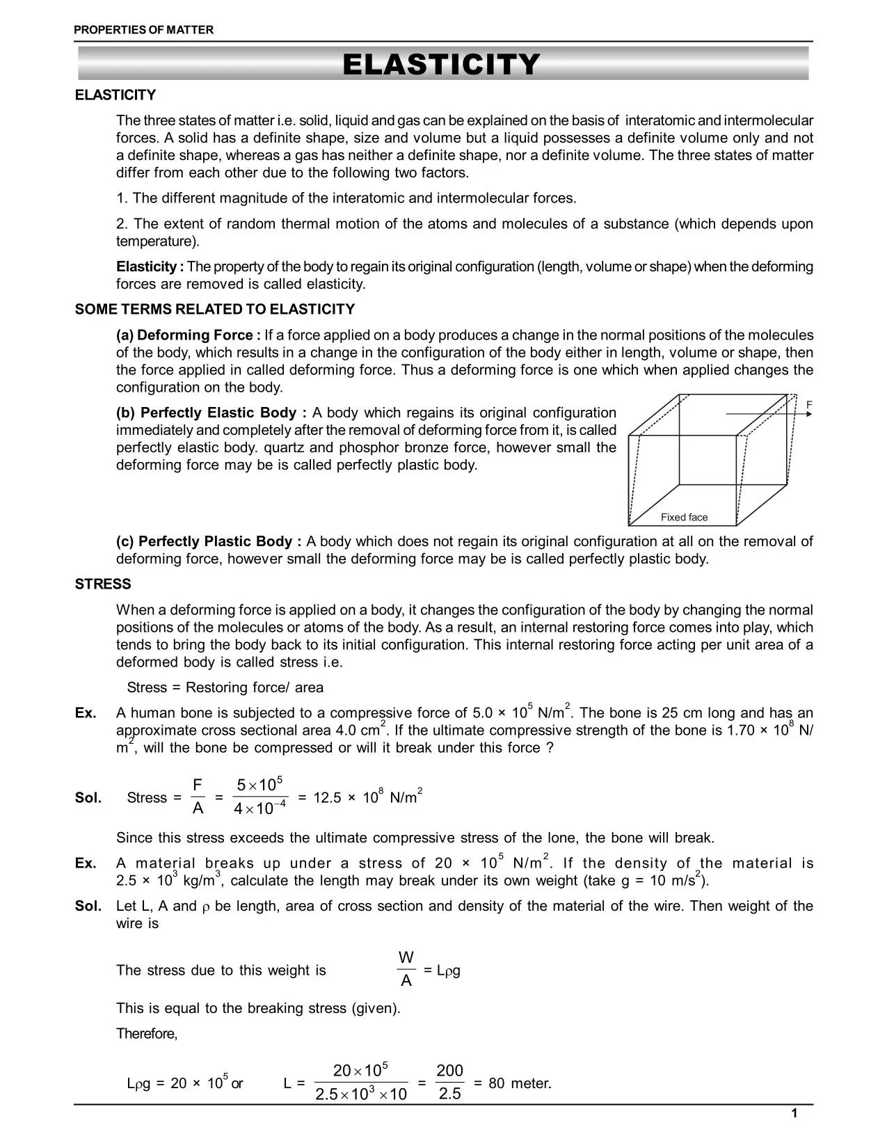 Mechanical Properties of Solids Class 11 Notes