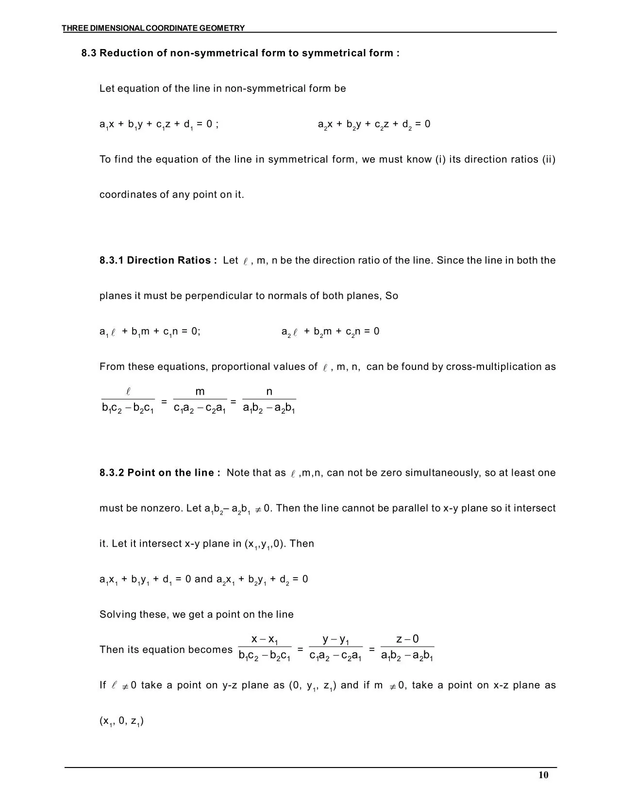Three Dimensional Co-ordinate Geometry
