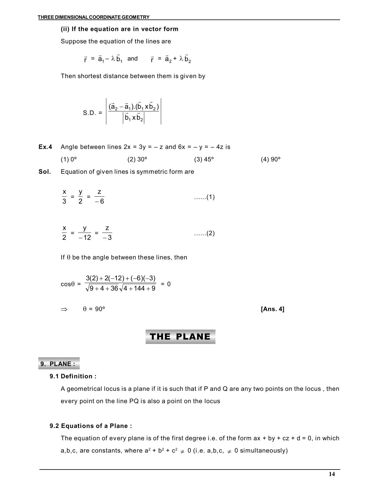 Three Dimensional Co-ordinate Geometry