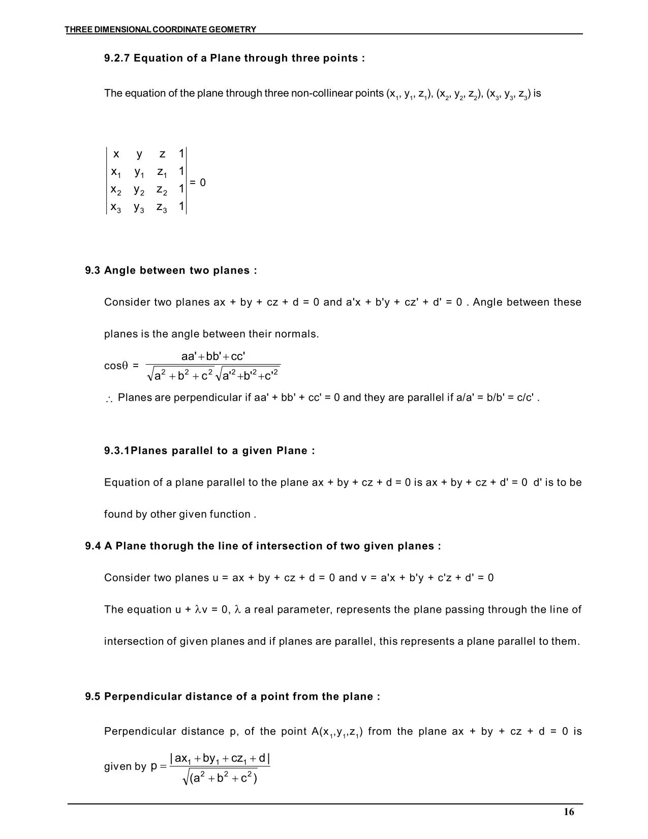 Three Dimensional Co-ordinate Geometry
