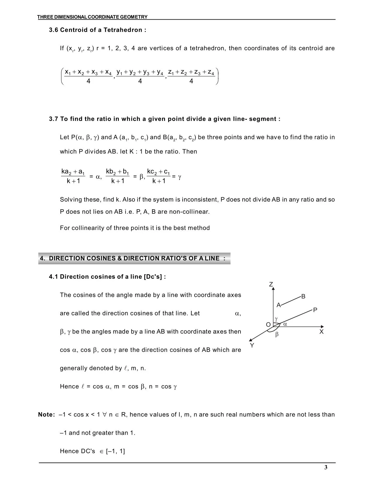 Three Dimensional Co-ordinate Geometry