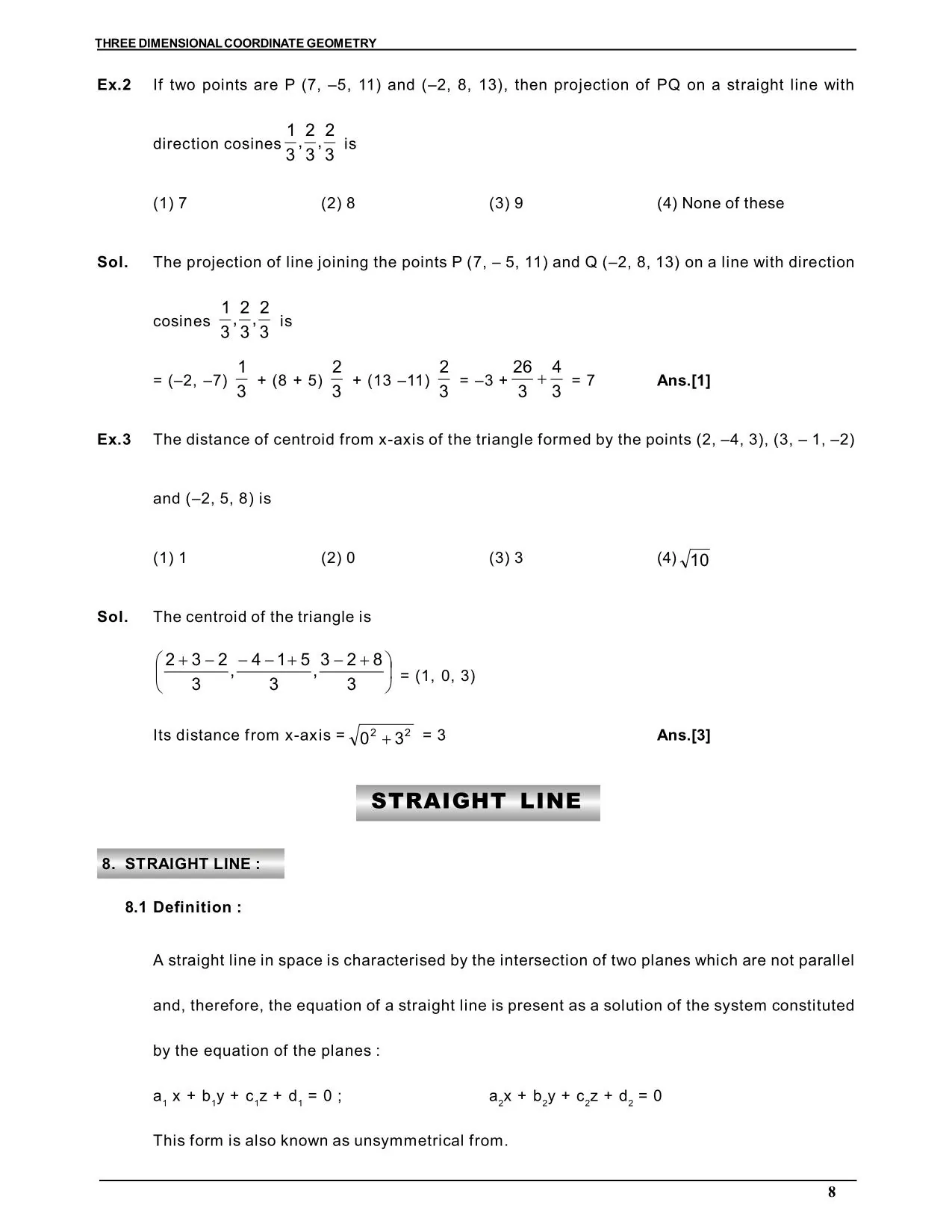 Three Dimensional Co-ordinate Geometry