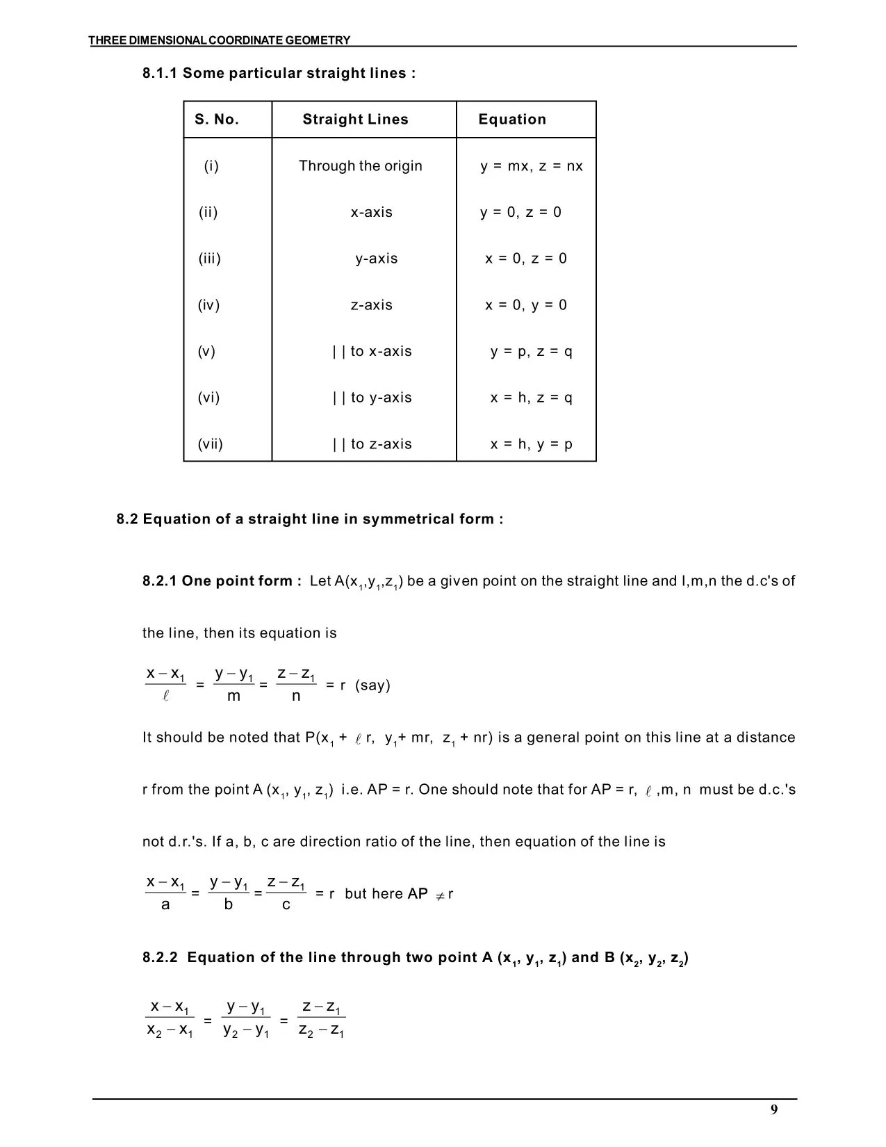 Three Dimensional Co-ordinate Geometry