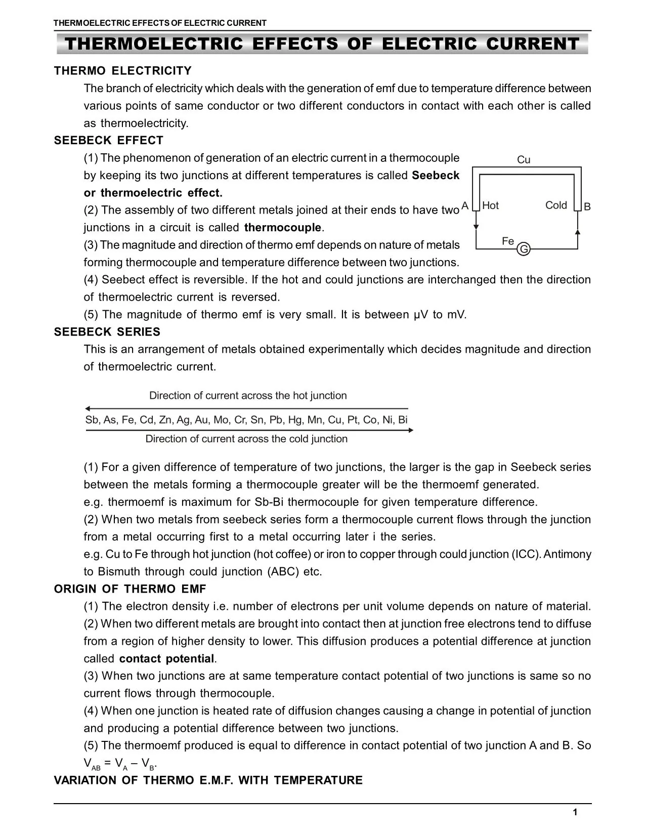 Thermoelectric Effect of Electric Current