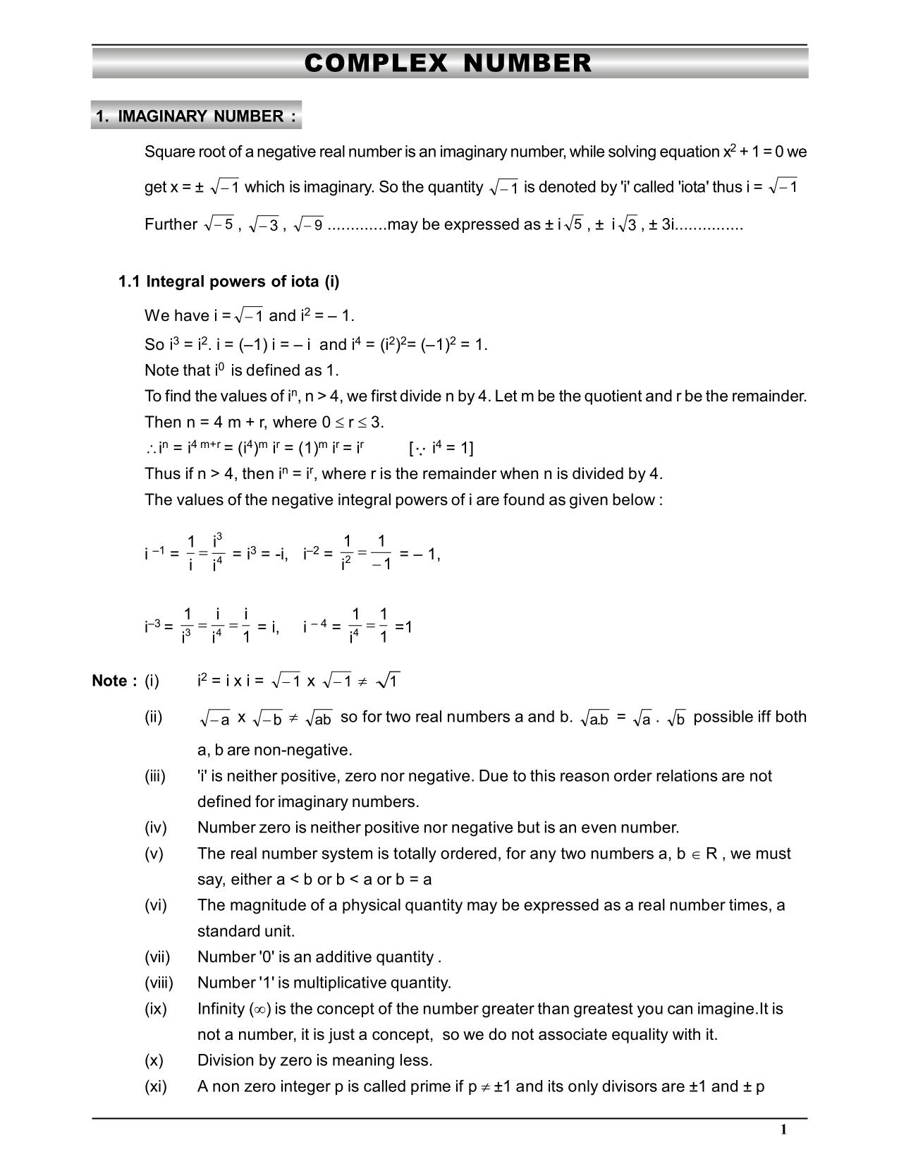 case study questions on complex numbers class 11