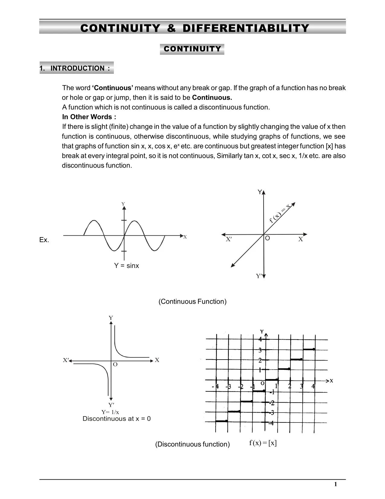 Continuity & Differentiability
