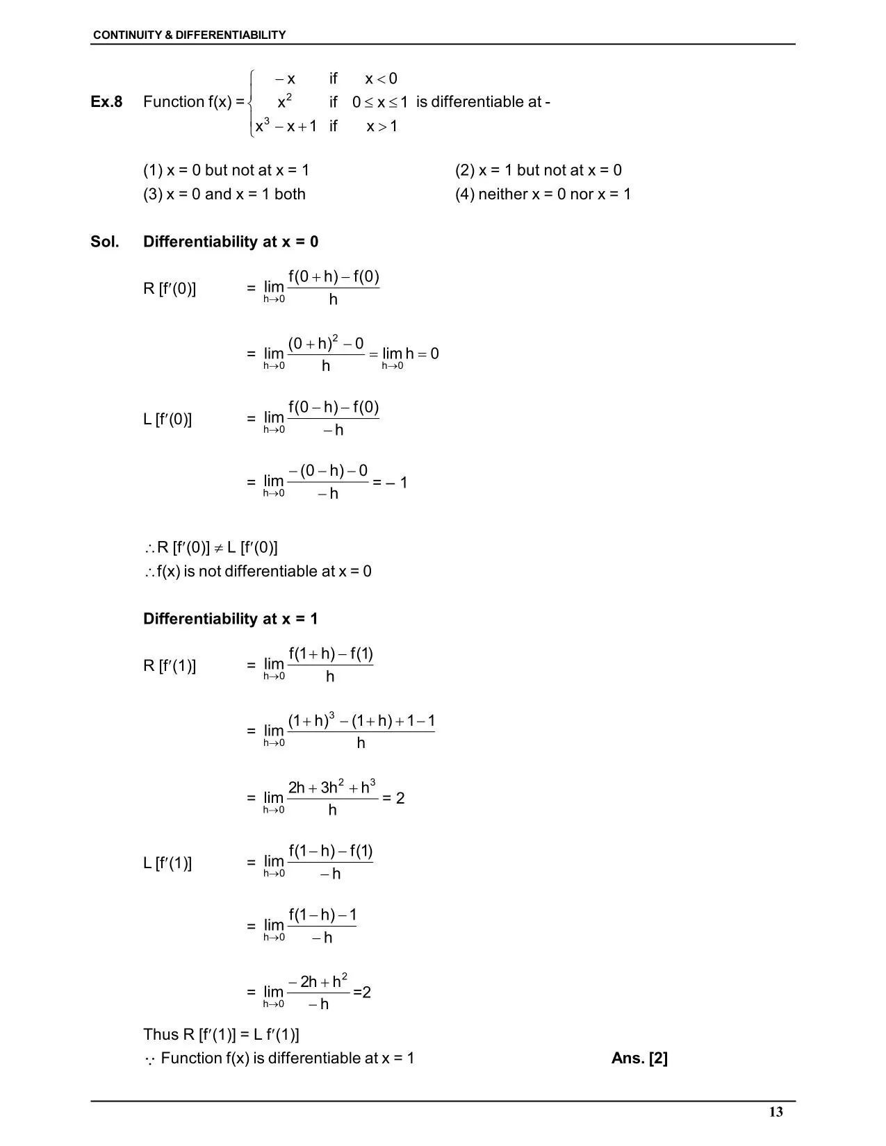 Continuity & Differentiability