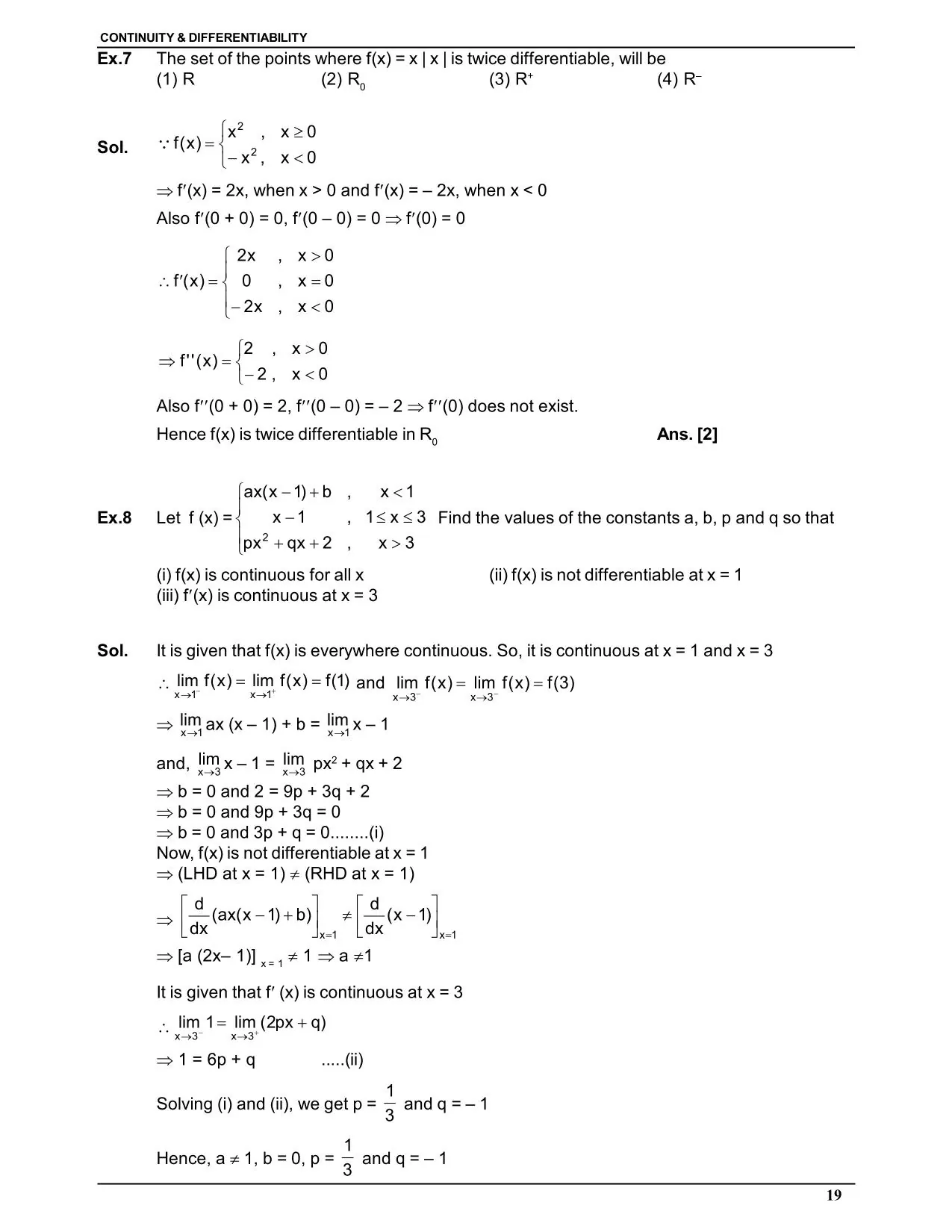 Continuity & Differentiability