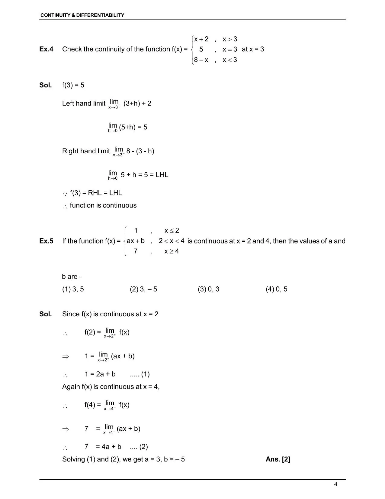 Continuity & Differentiability