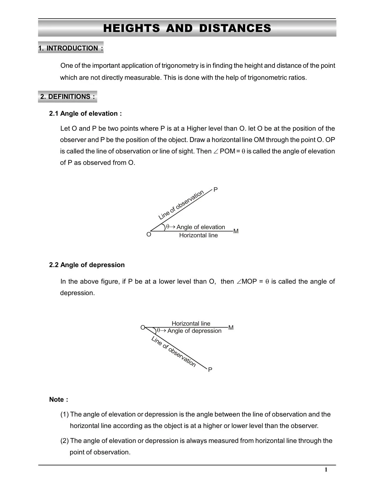 Trigonometry Height and Distance