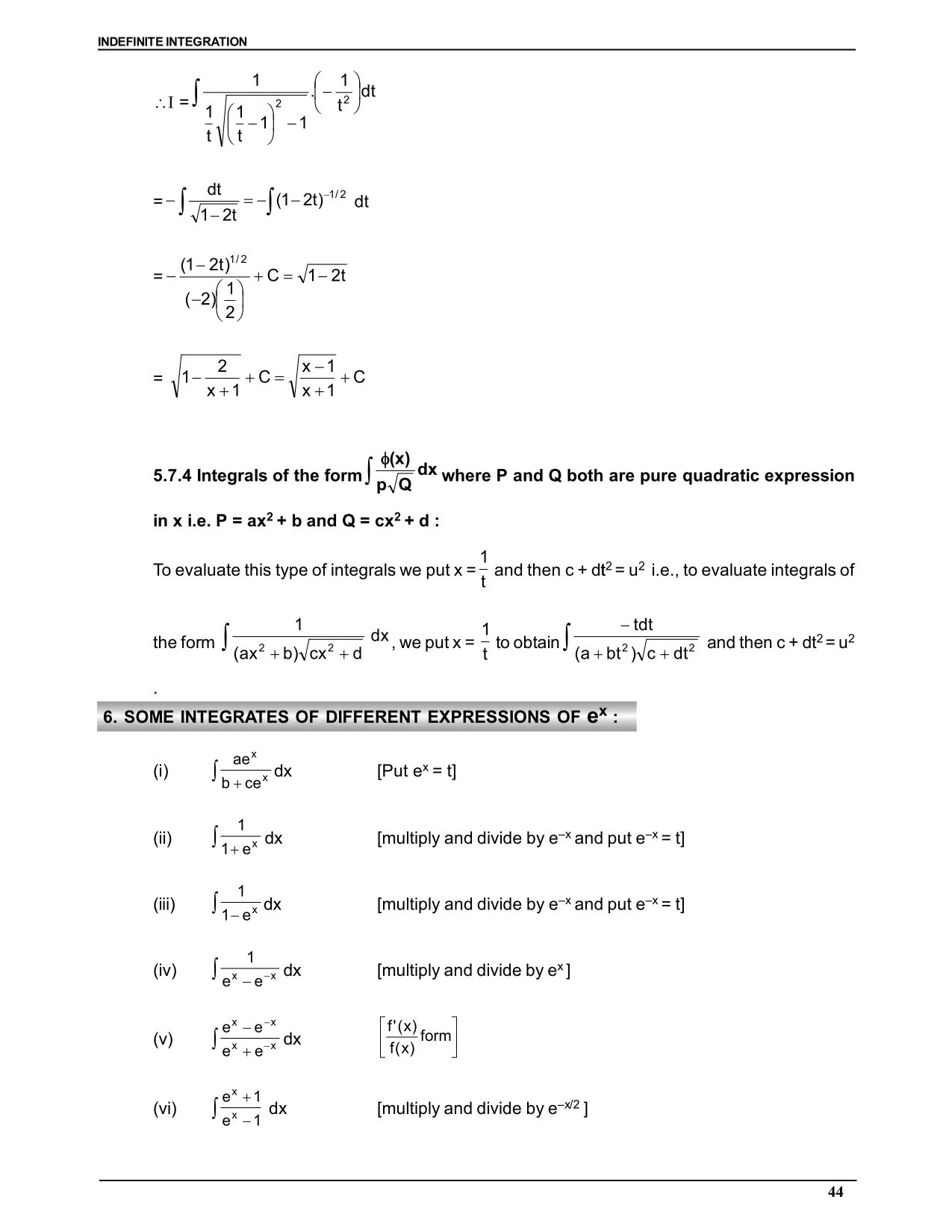 Indefinite Integration