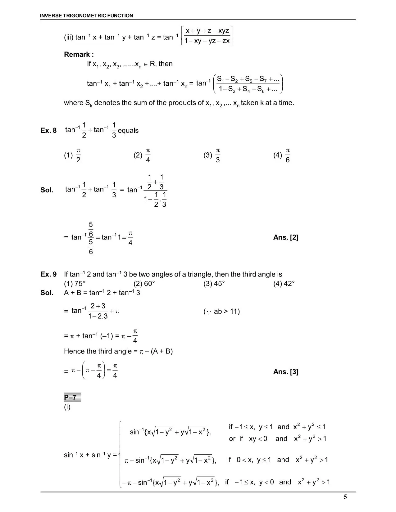 Inverse Trigonometric Function: Solved Questions