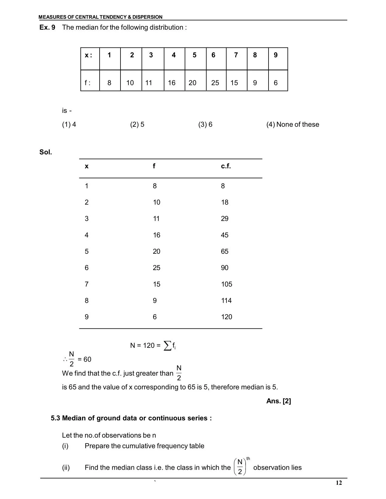 Measures of Central Tendency & Dispersion