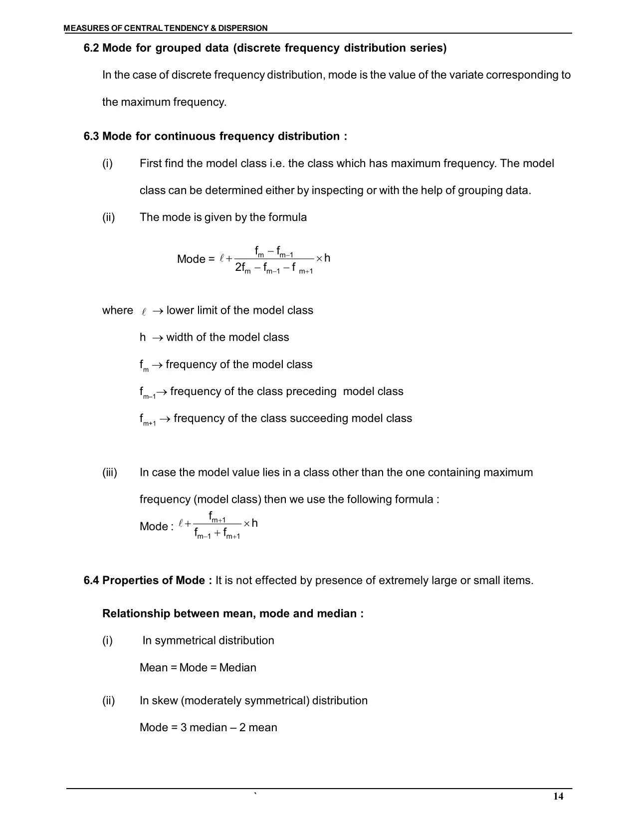 Measures of Central Tendency & Dispersion