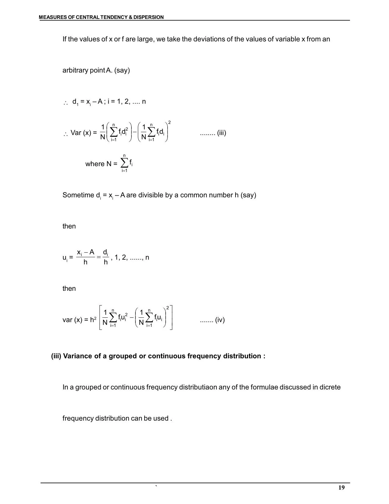 Measures of Central Tendency & Dispersion