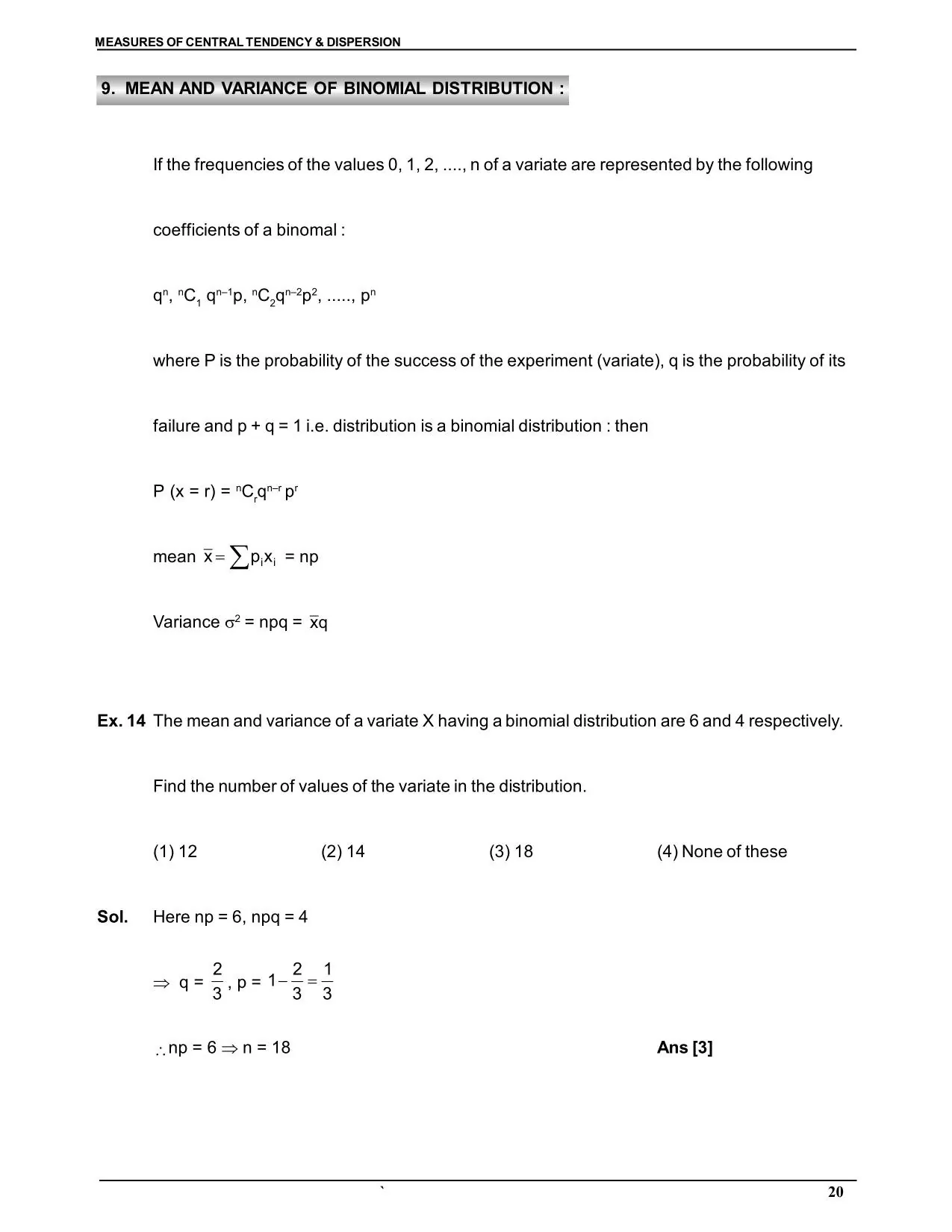 Measures of Central Tendency & Dispersion