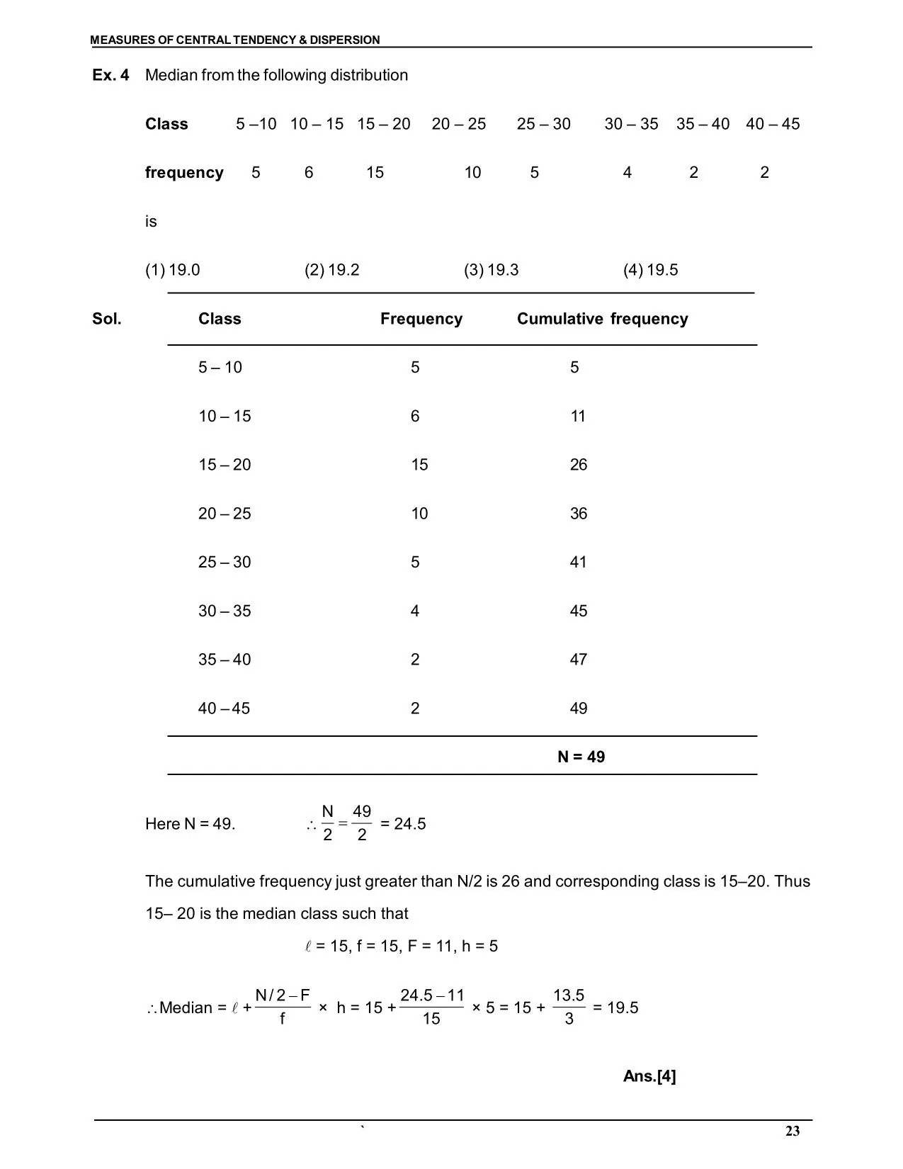 Measures of Central Tendency & Dispersion