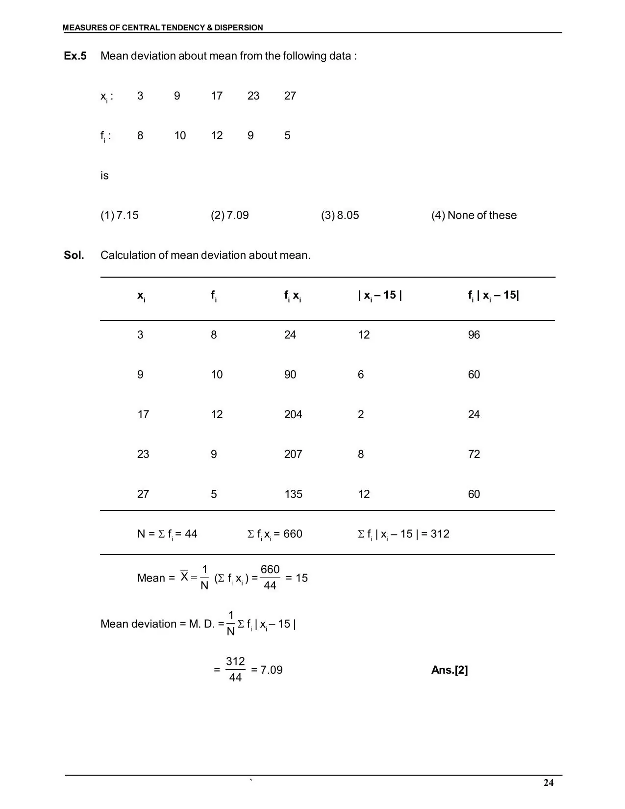 Measures of Central Tendency & Dispersion