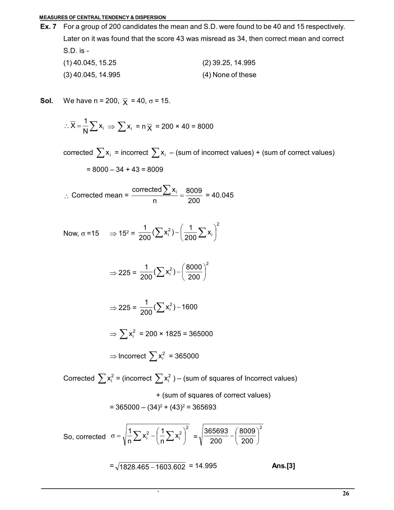 Measures of Central Tendency & Dispersion
