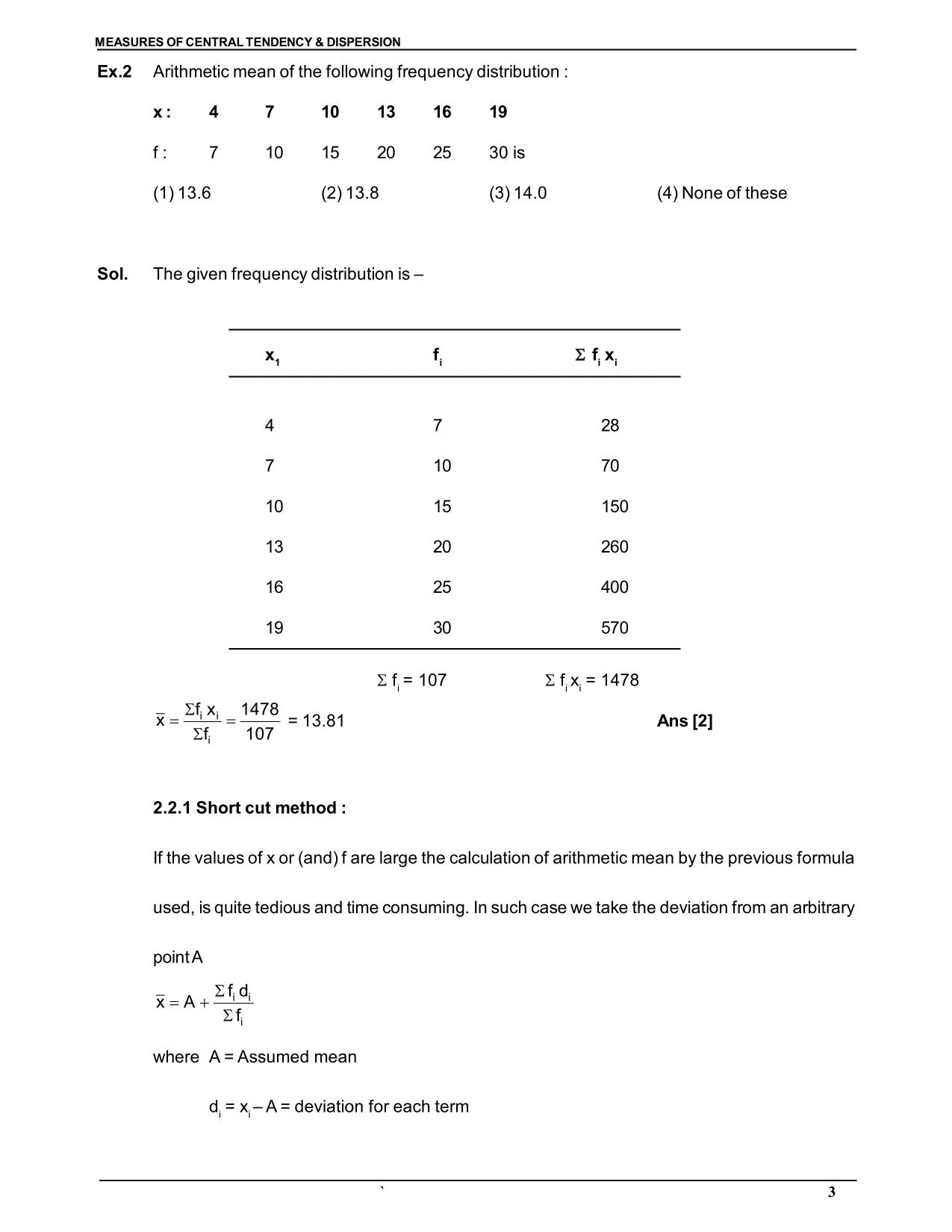 Measures of Central Tendency & Dispersion