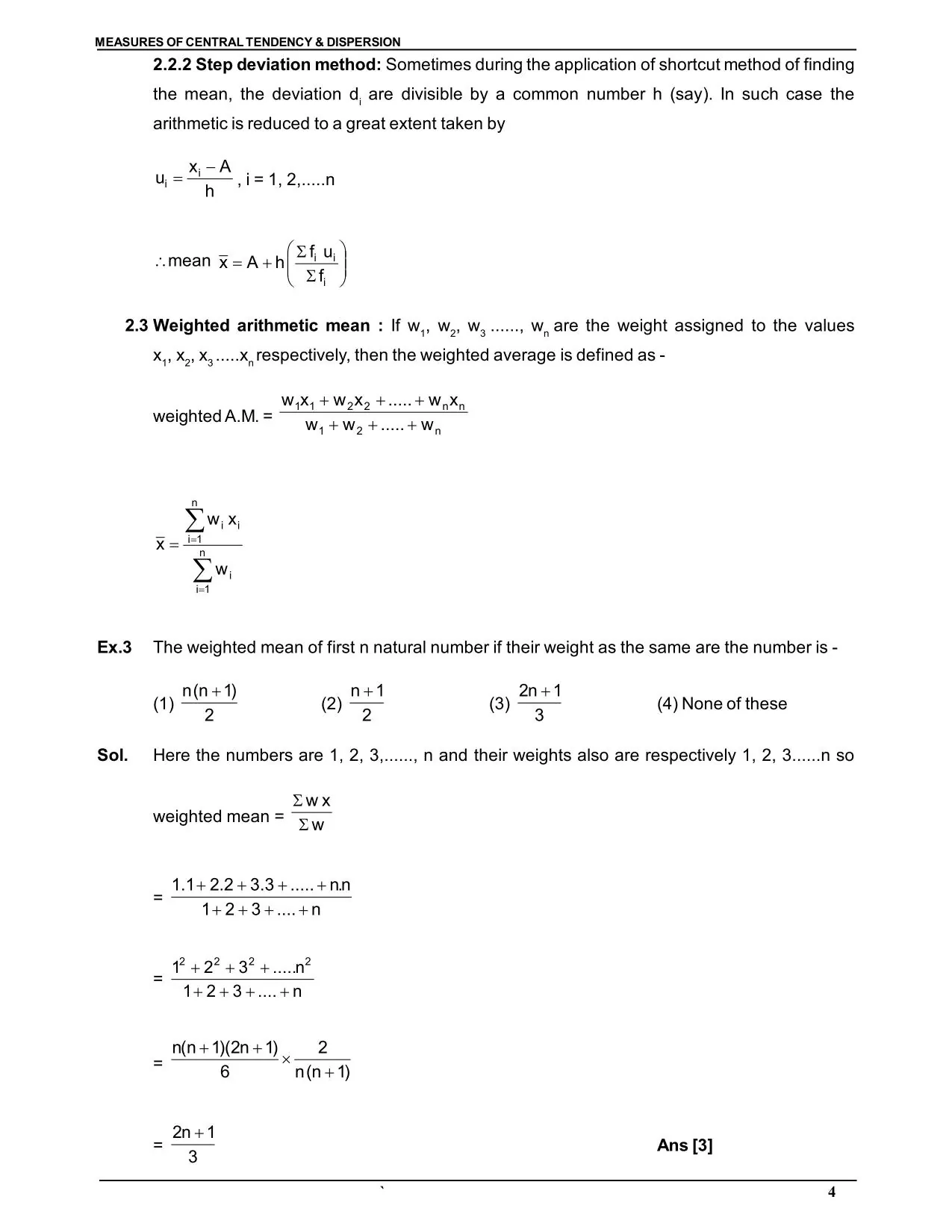 Measures of Central Tendency & Dispersion