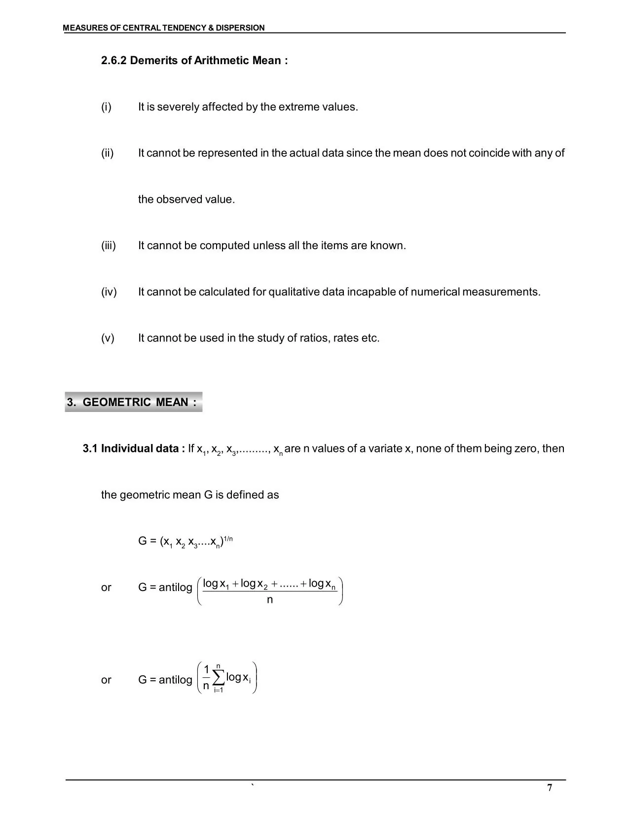 Measures of Central Tendency & Dispersion