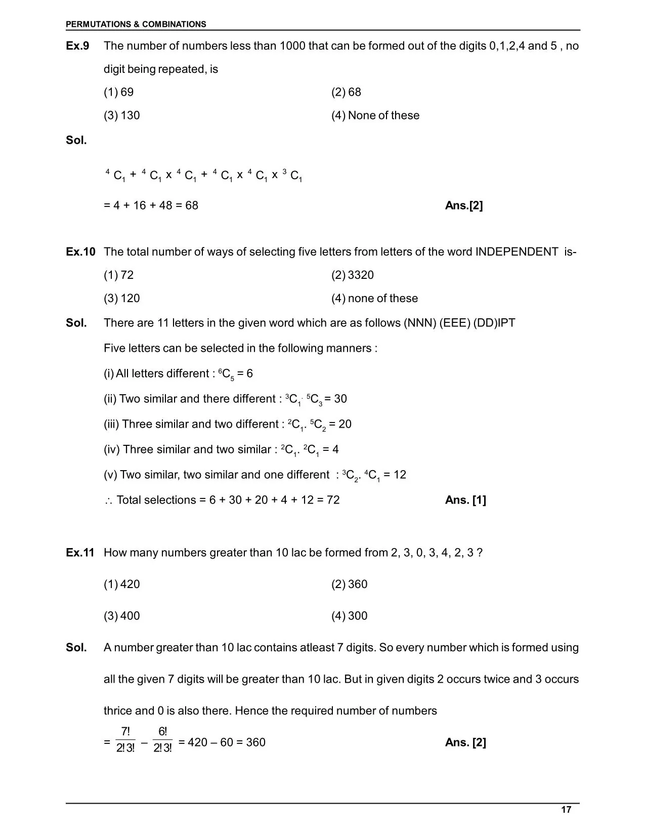 Permutations & Combinations