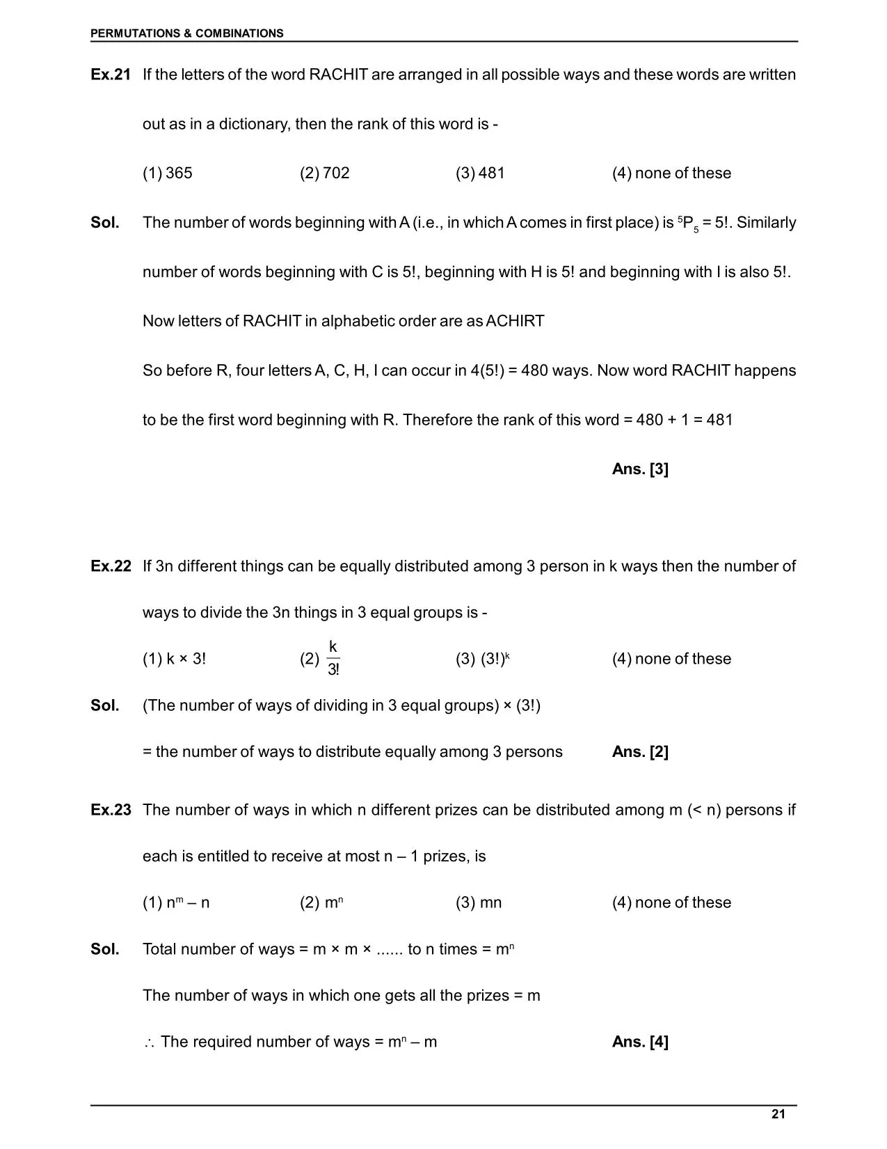 Permutations & Combinations