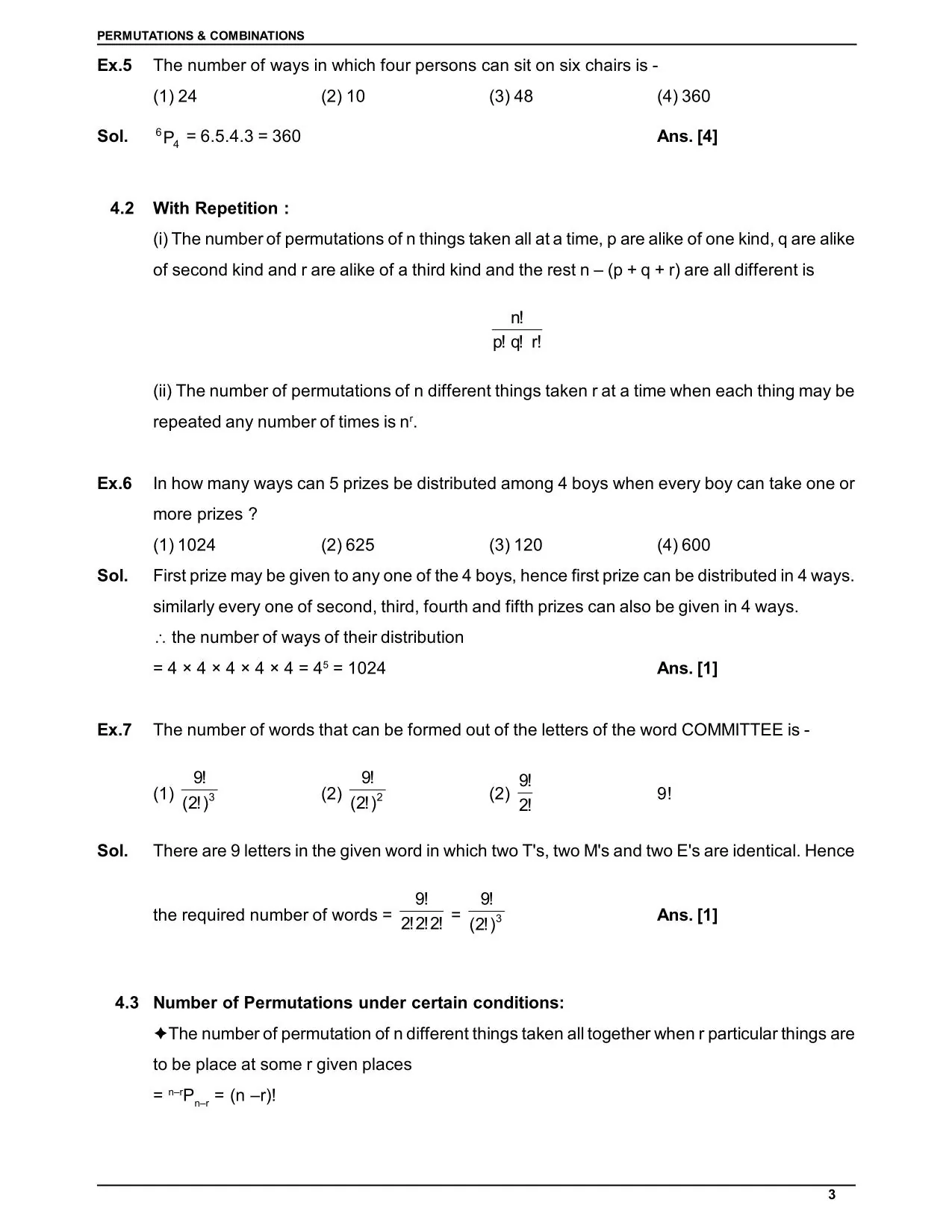 Permutations & Combinations