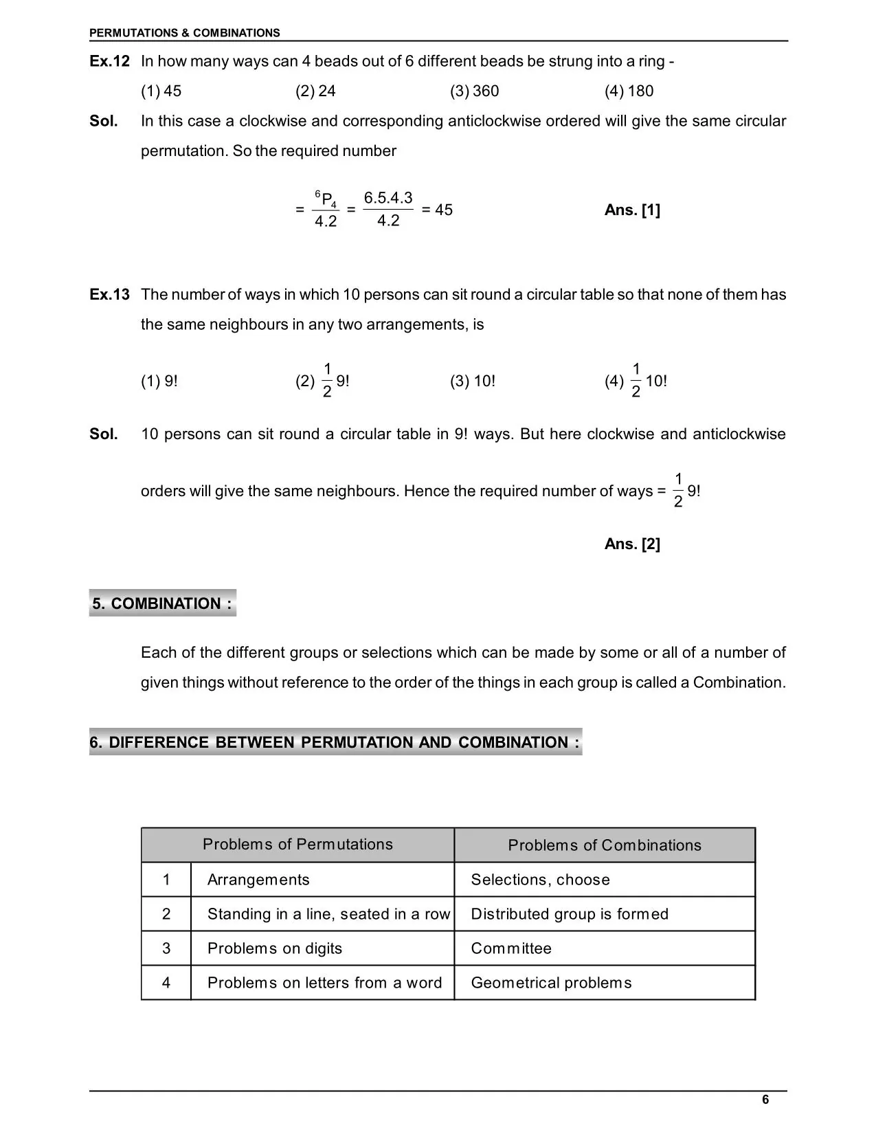 Permutations & Combinations