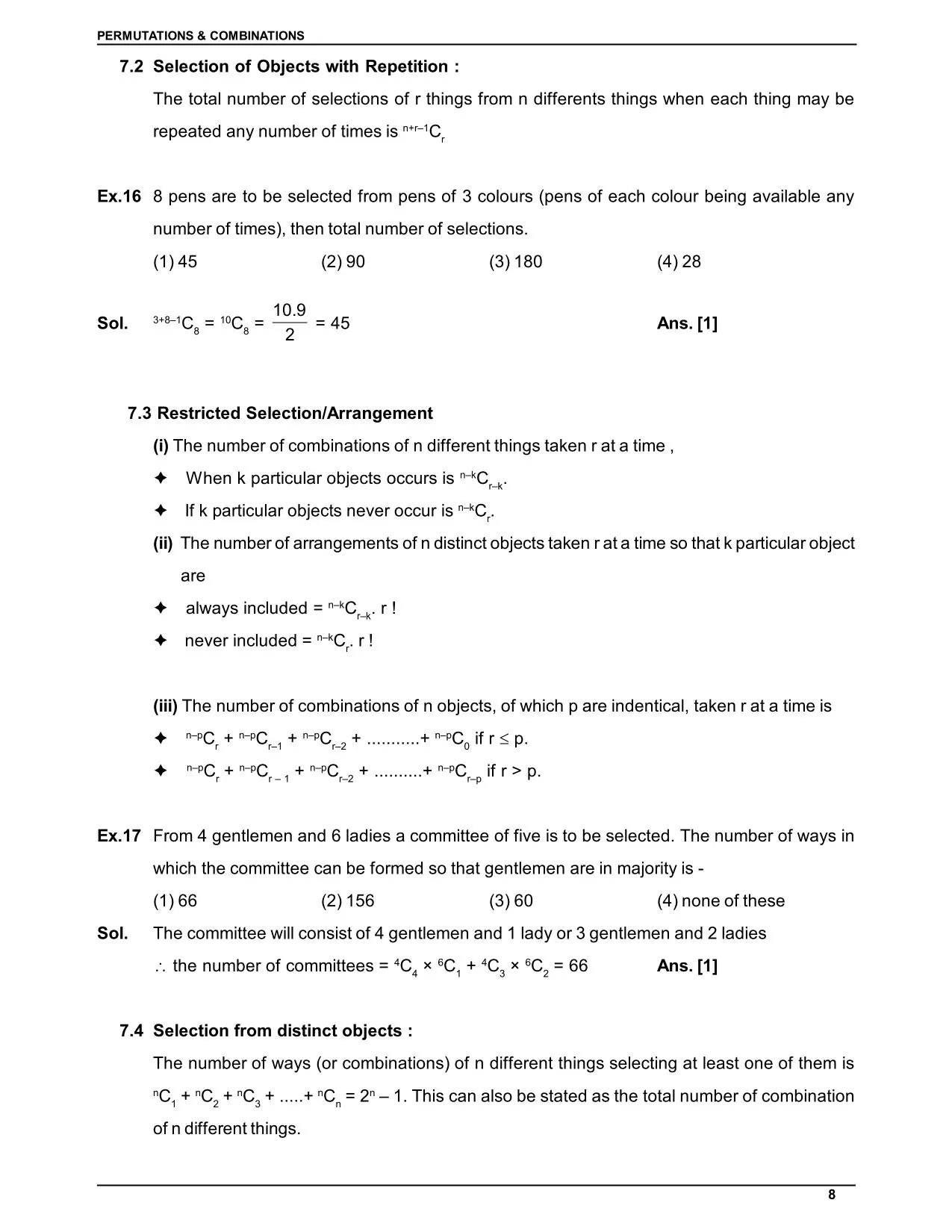 Permutations & Combinations