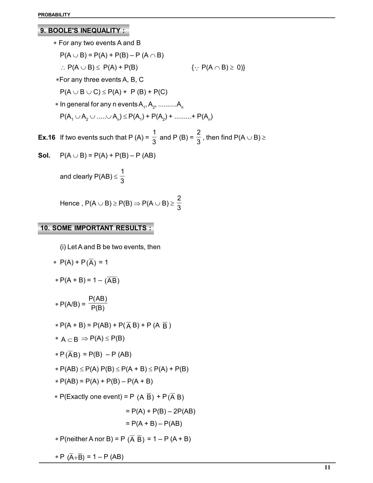 Probability Notes for Class 11 : Boole's Inequality