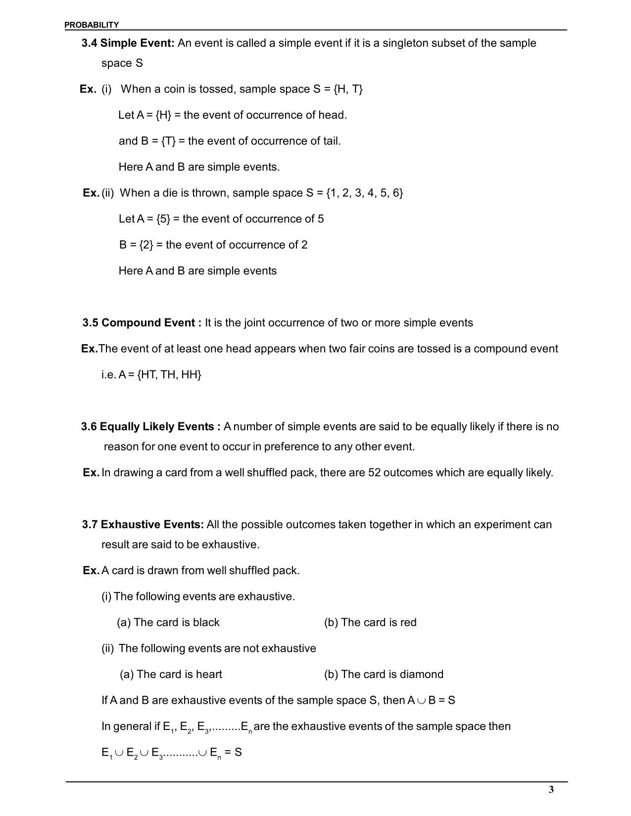Probability Notes for Class 11 