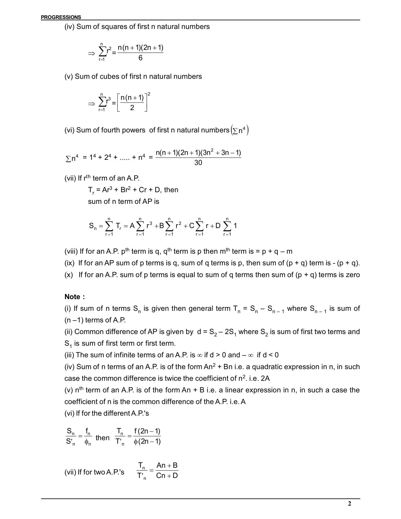 Sequence and Series Class 11 Notes