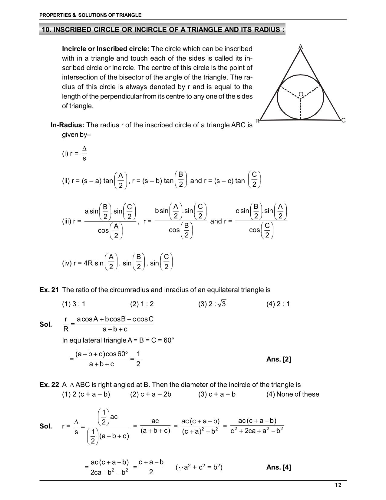 Properties and Solution of Triangle