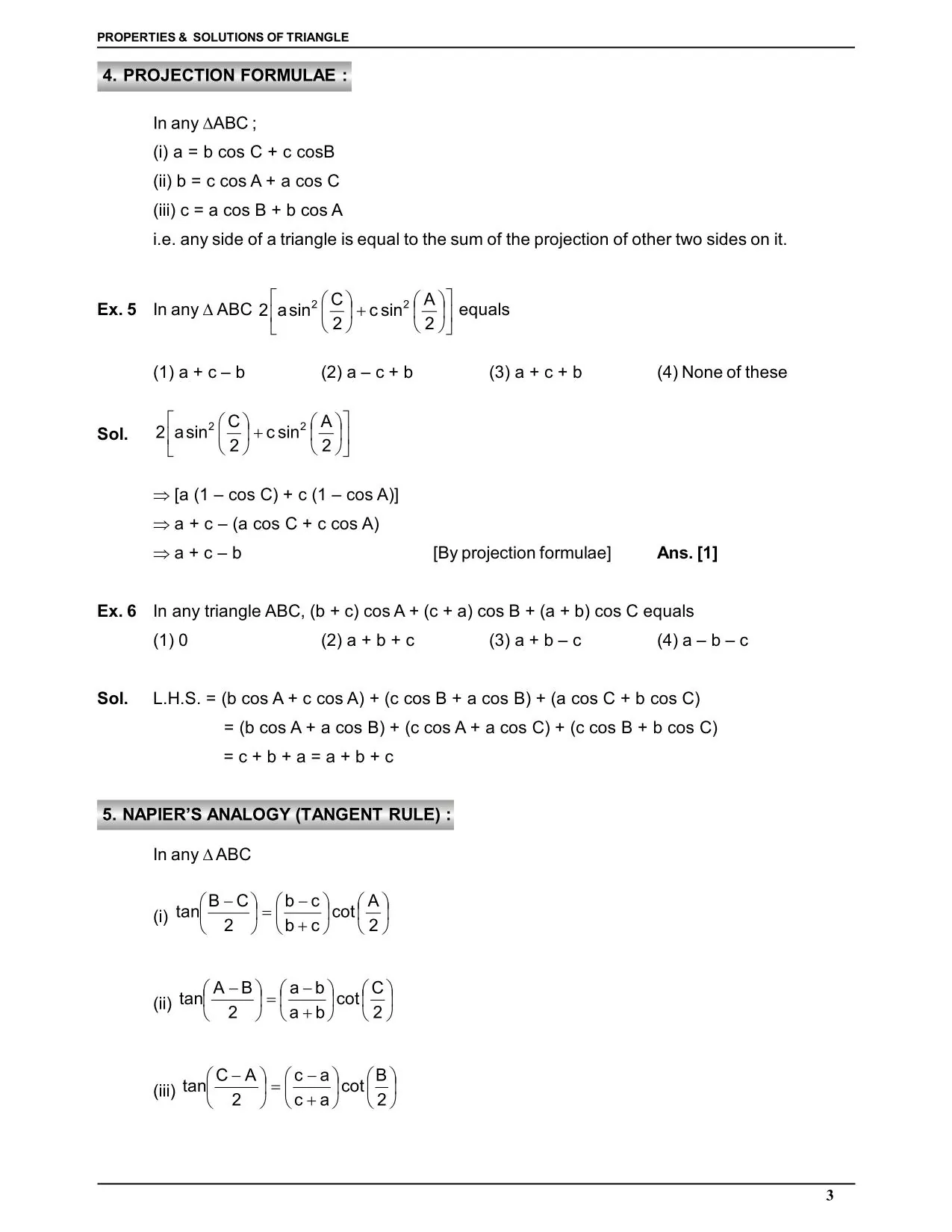 Properties and Solution of Triangle