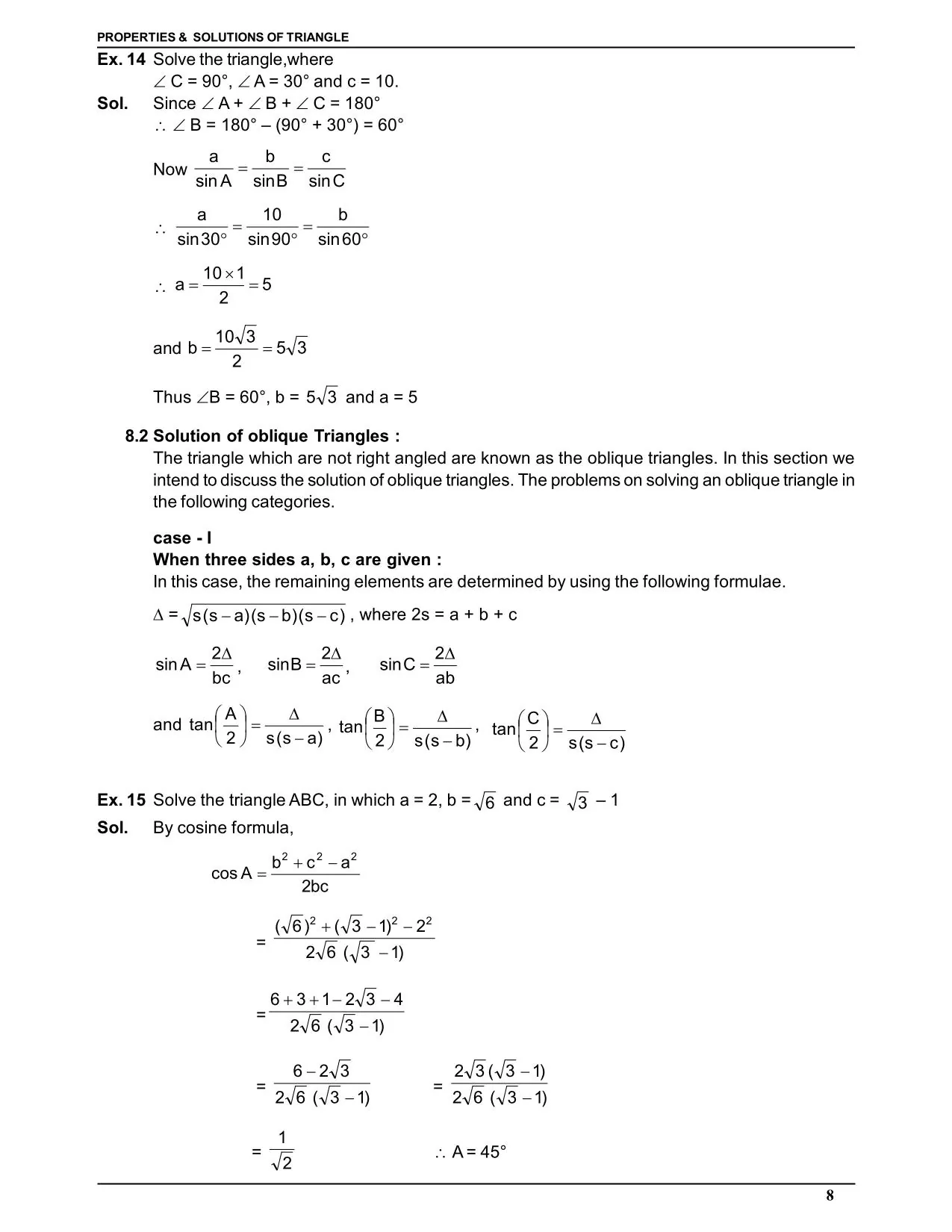 Properties and Solution of Triangle