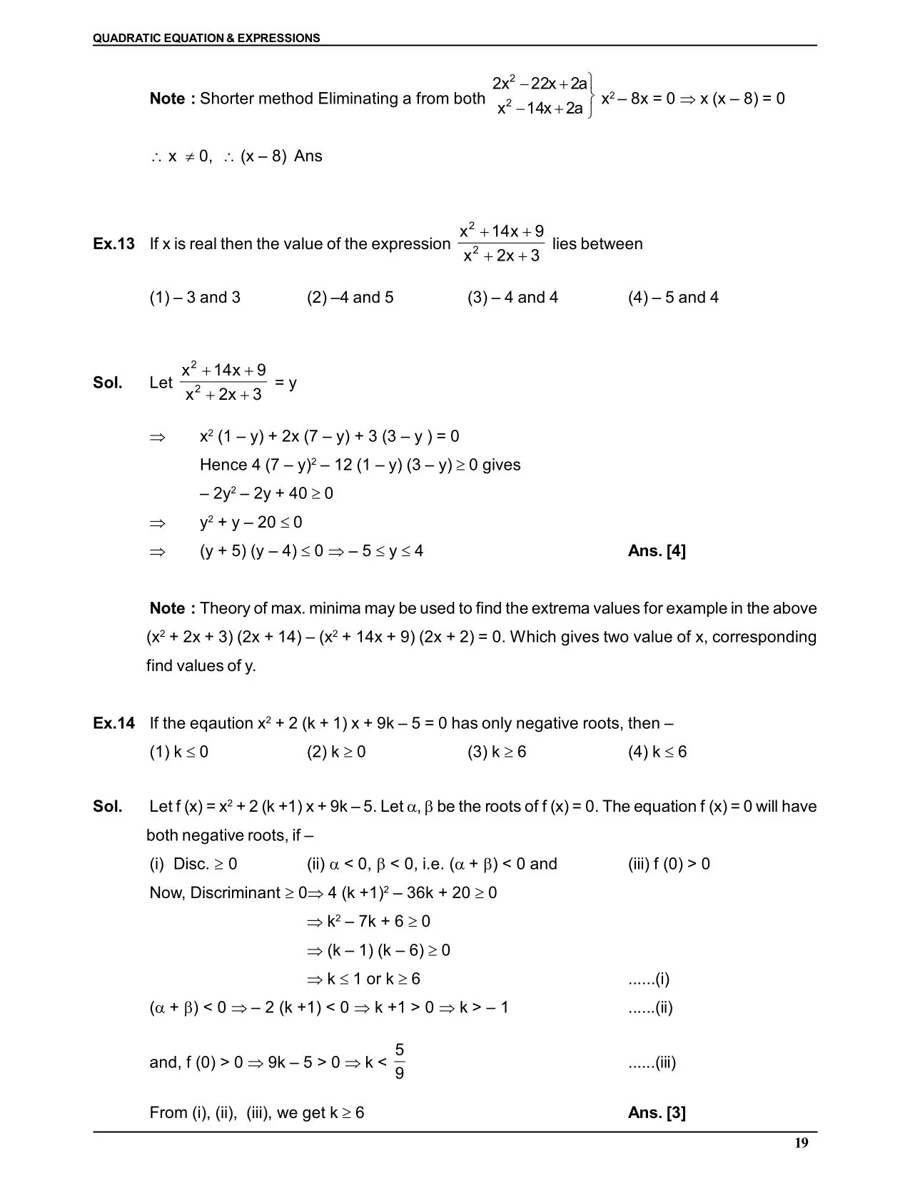 Quadratic Equation & Expressions