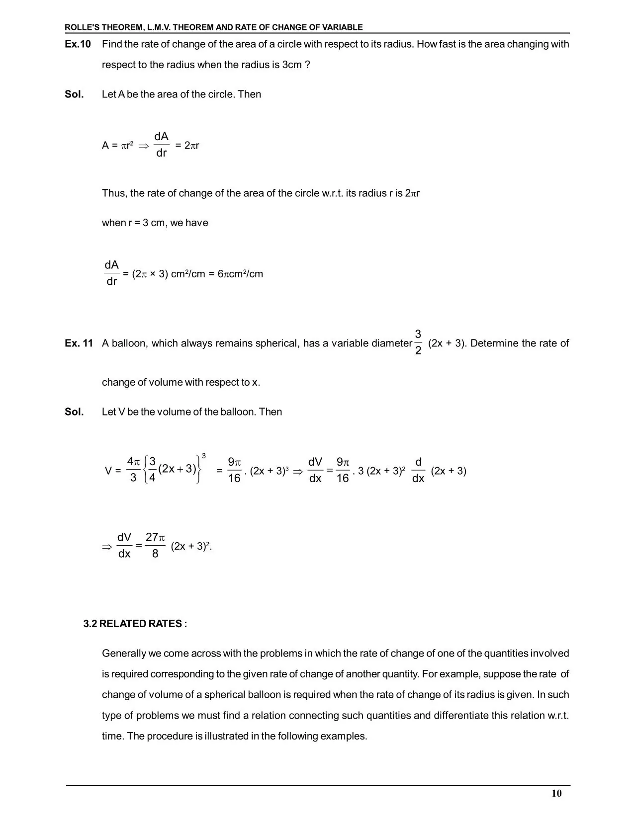 Rolle's Theorem & Lagrange's mean value theorem and Rate of Change of Variable
