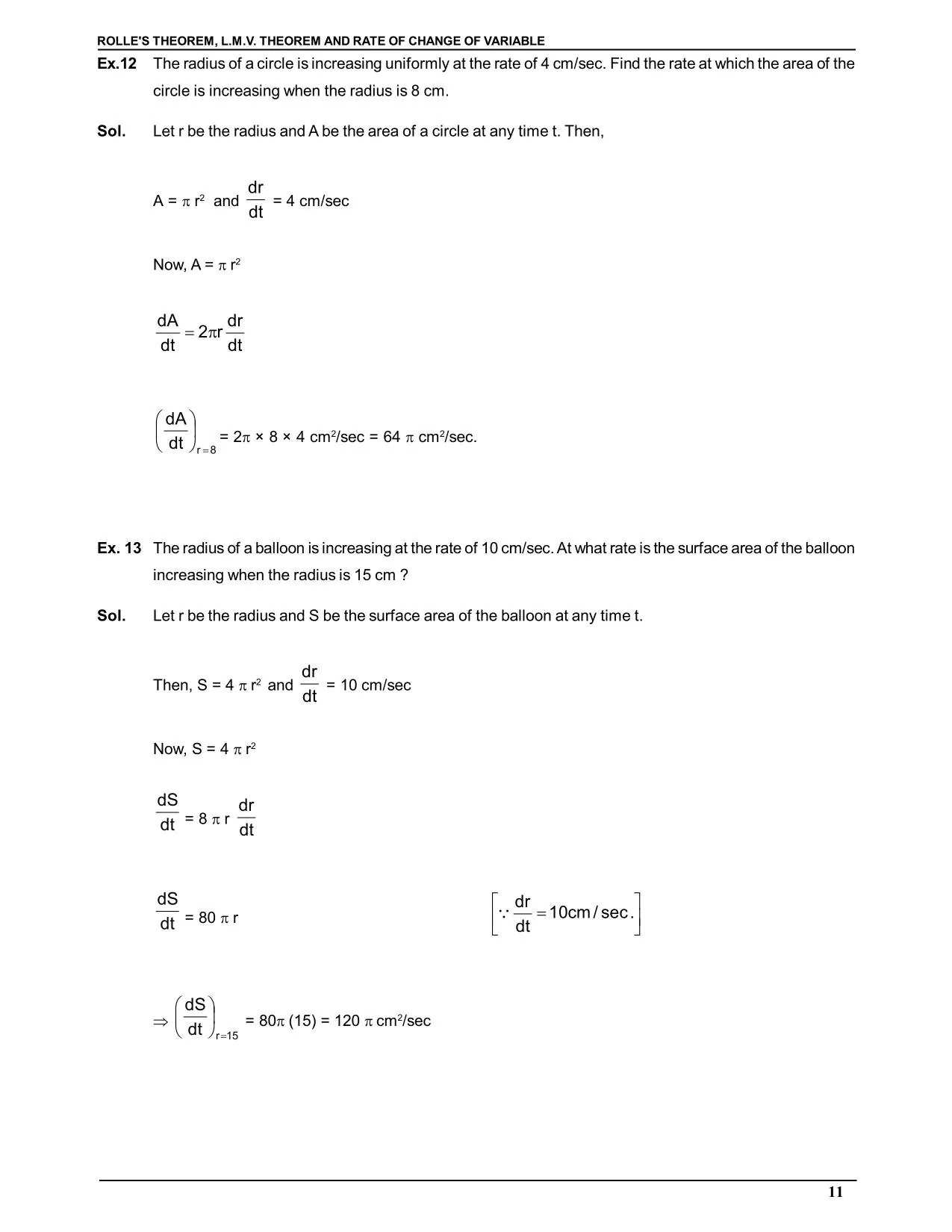Rolle's Theorem & Lagrange's mean value theorem and Rate of Change of Variable