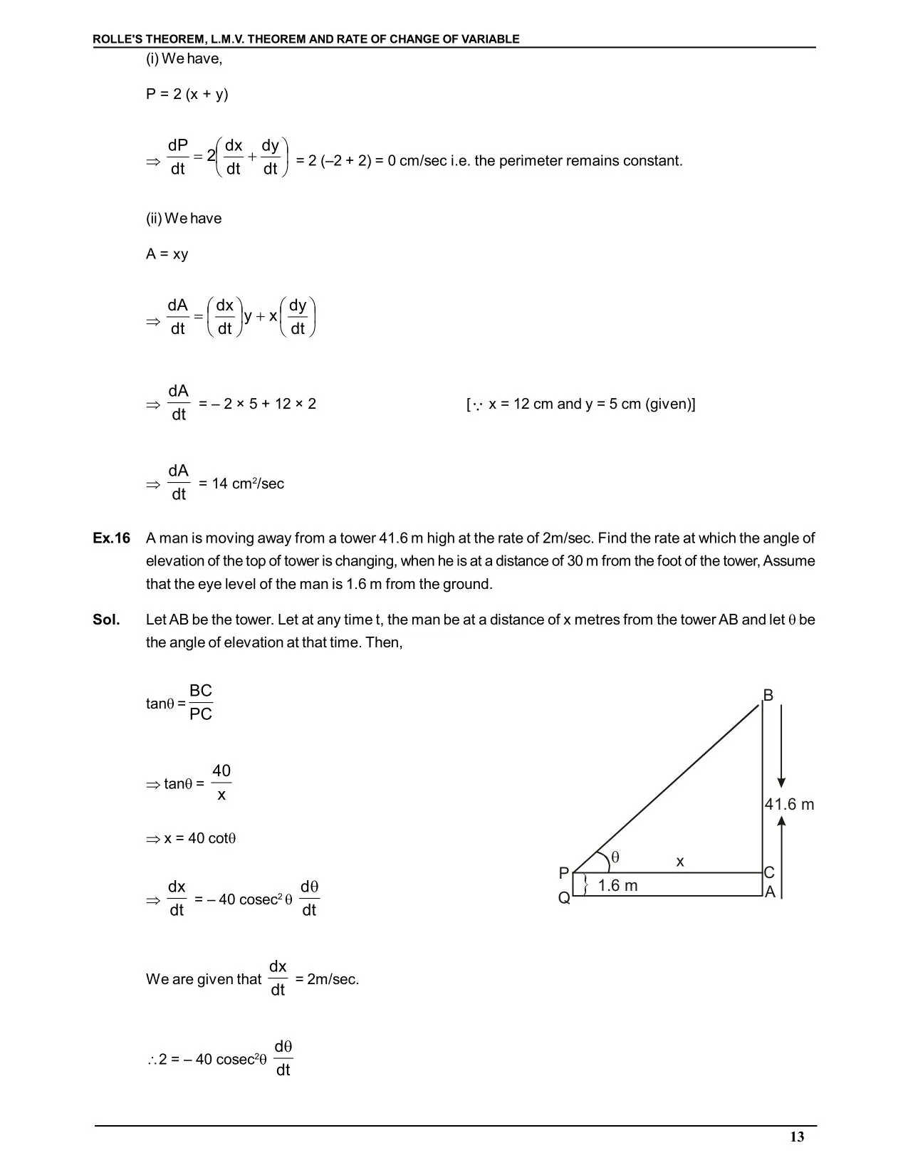 Rolle's Theorem & Lagrange's mean value theorem and Rate of Change of Variable