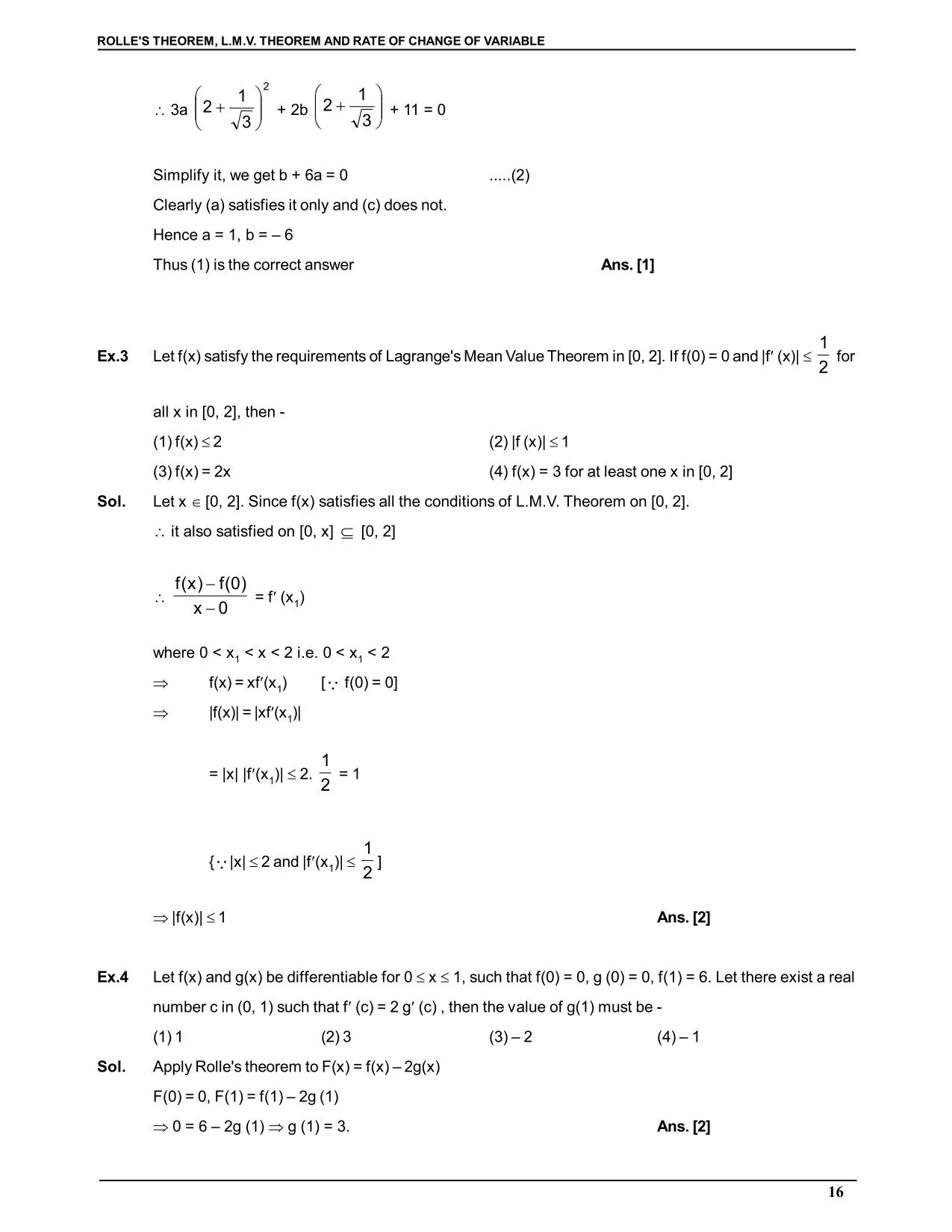 Rolle's Theorem & Lagrange's mean value theorem and Rate of Change of Variable